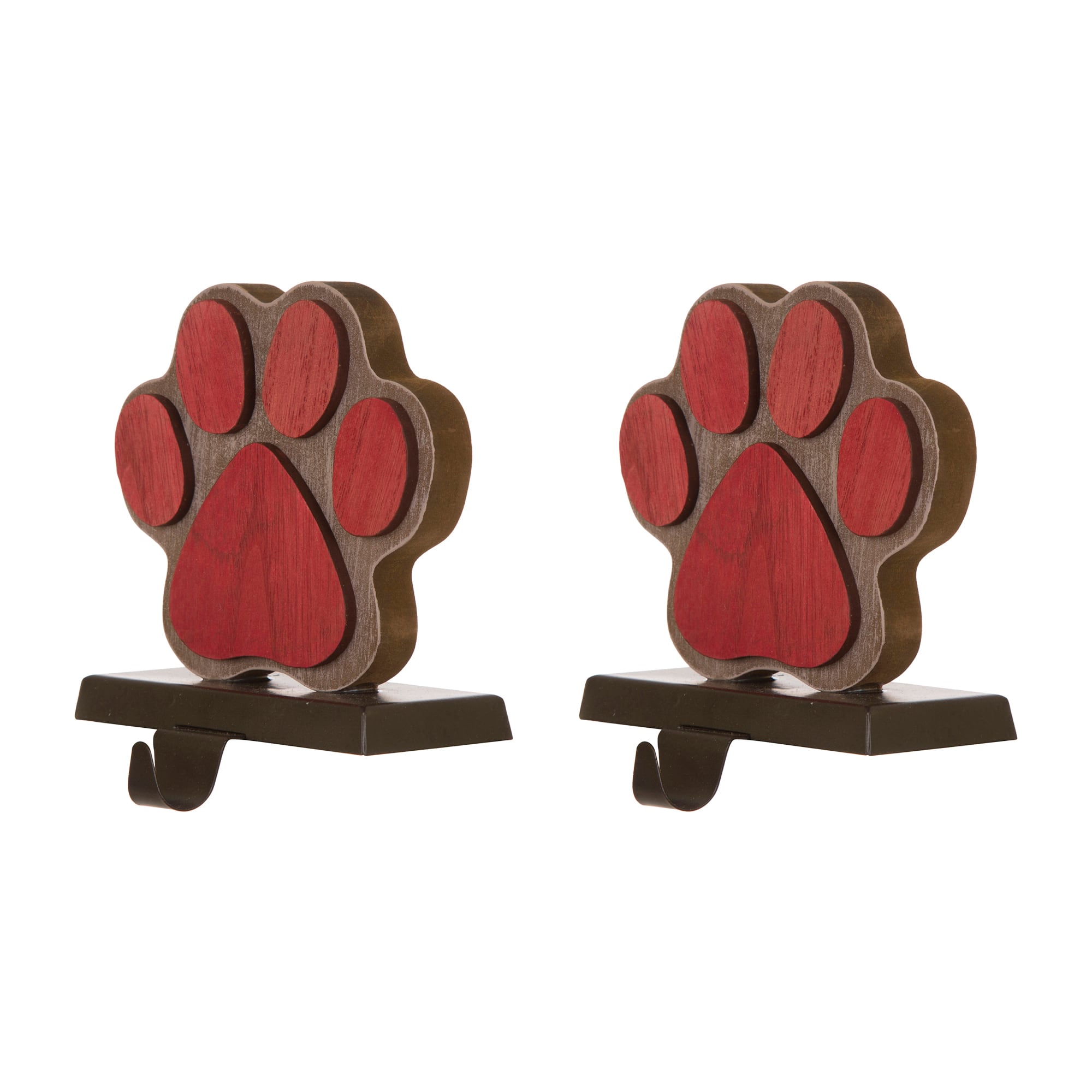 Glitzhome&#xAE; Paw Print Christmas Stocking Holder Set