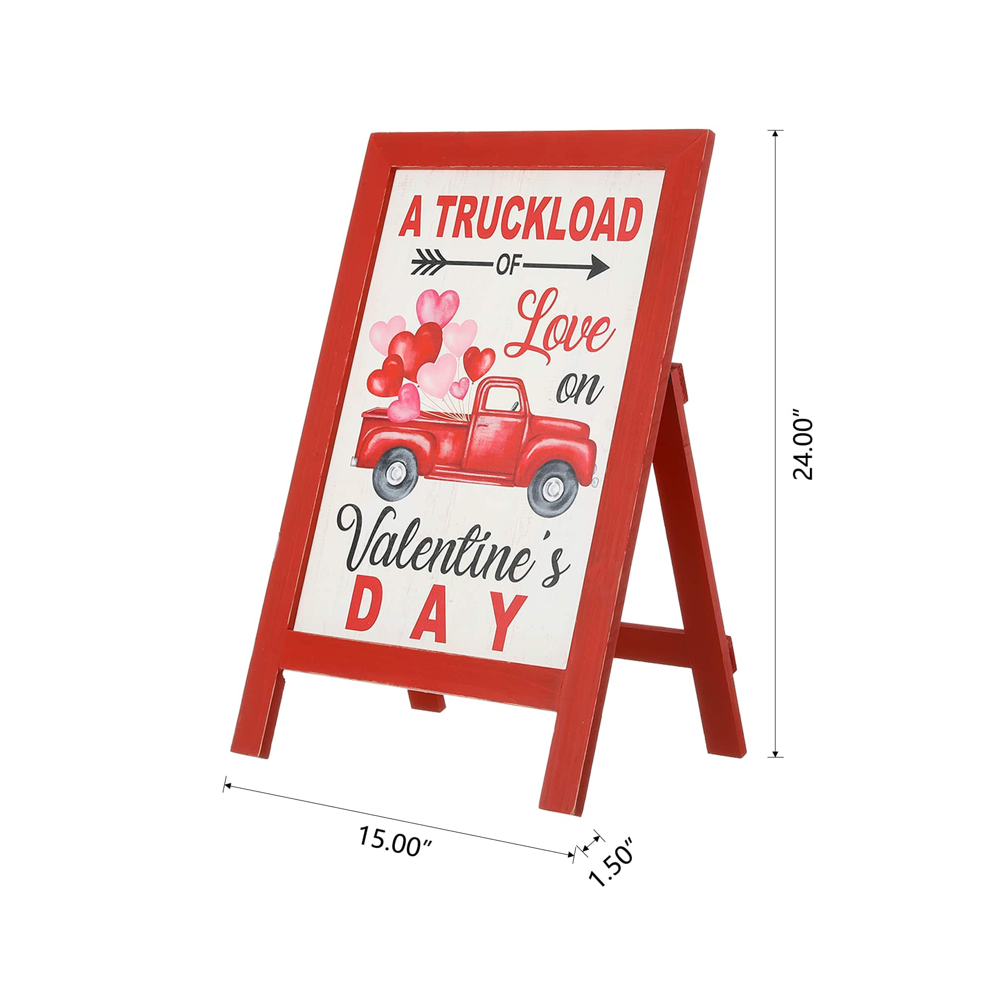 Glitzhome® 24" Wooden Valentine's Truck Standing Porch Sign