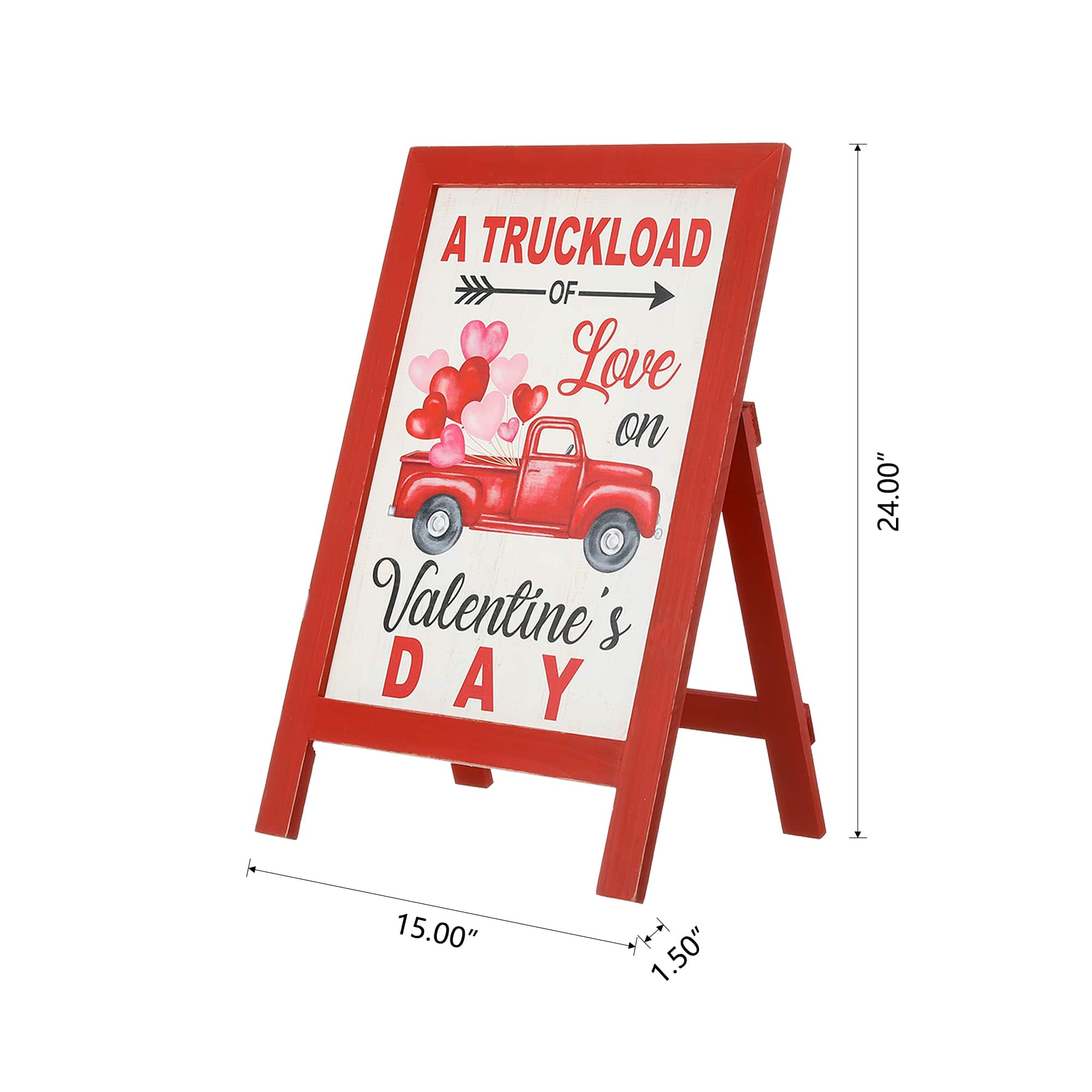 Glitzhome&#xAE; 24&#x22; Wooden Valentine&#x27;s Truck Standing Porch Sign