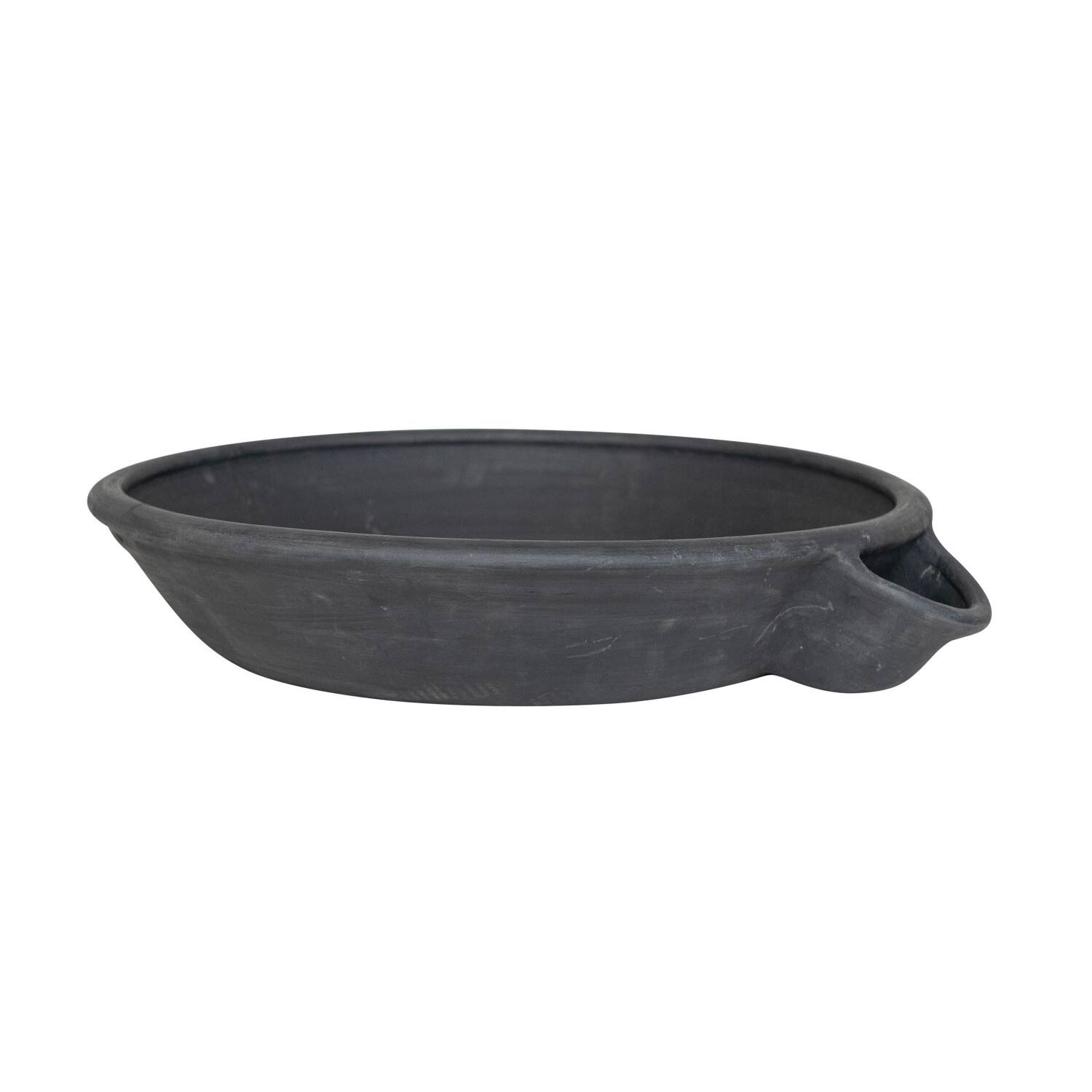 Hello Honey&#xAE; 22&#x22; Black Decorative Vintage Clay Bowl with Handle