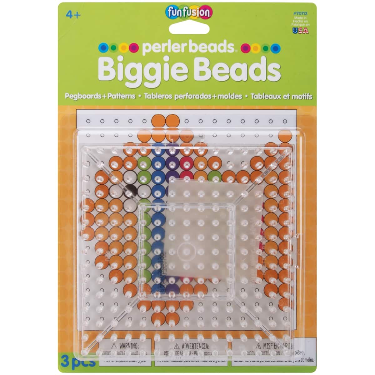 Perler™ BIGGIE Beads Square Clear Pegboards, 2ct.