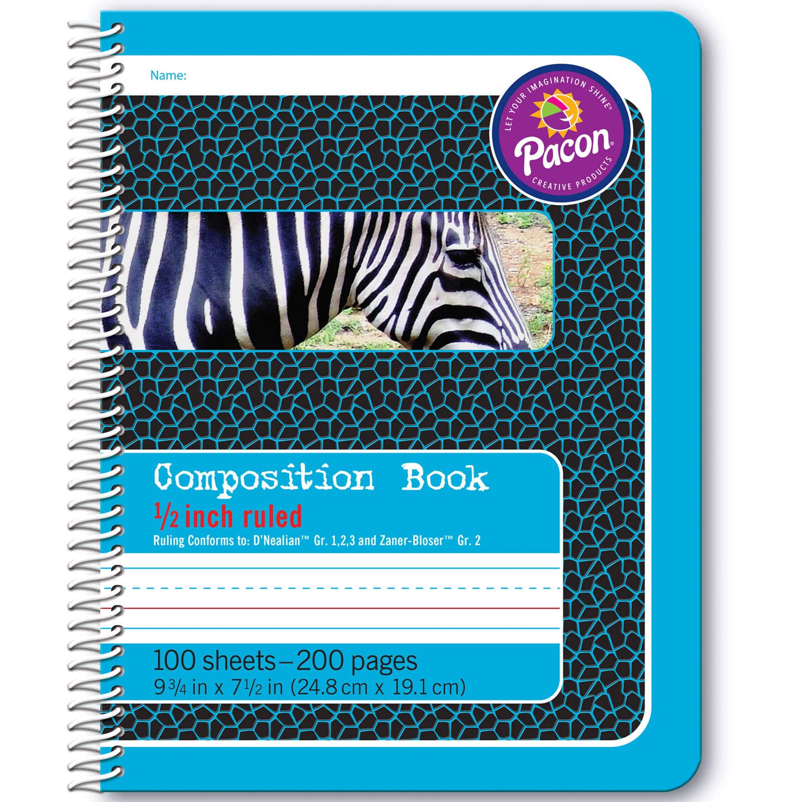 Pacon&#xAE; Blue Zebra Primary Spiral Composition Book, 12ct.