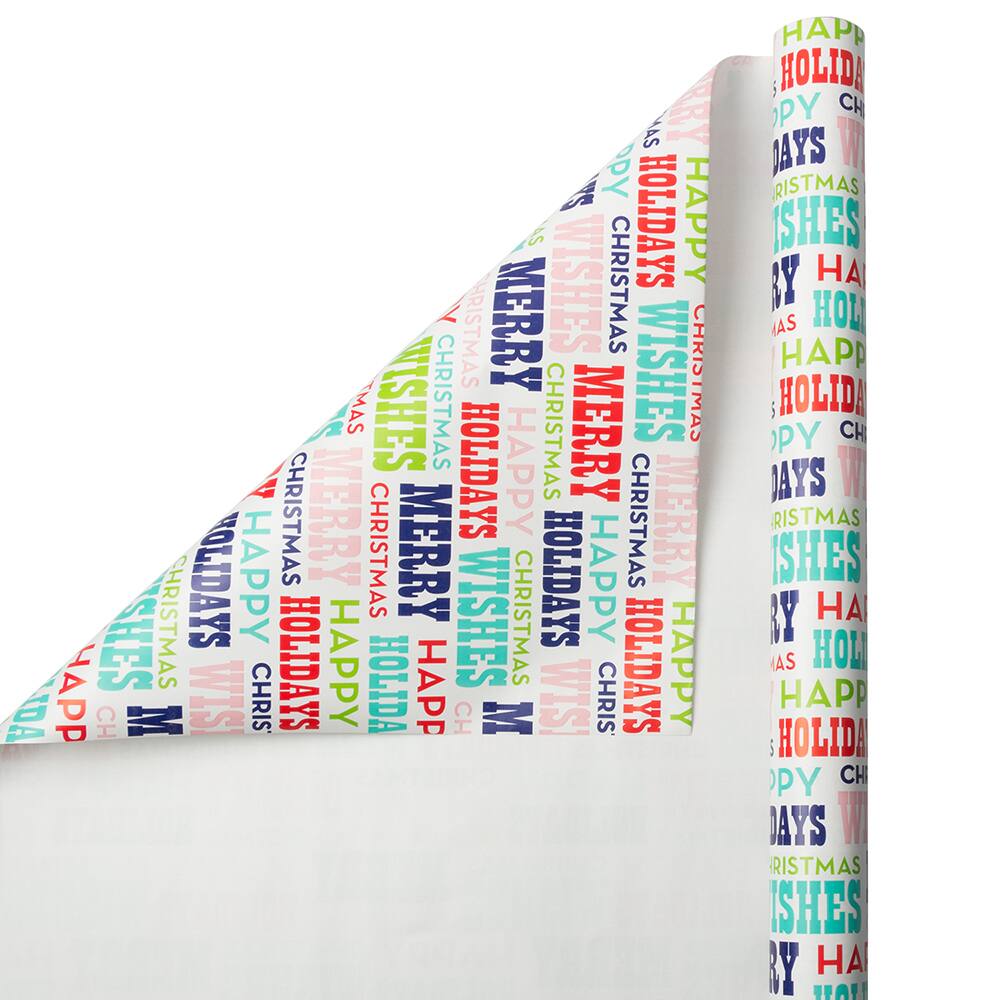 JAM Paper Colorful Merry Christmas Gift Wrap