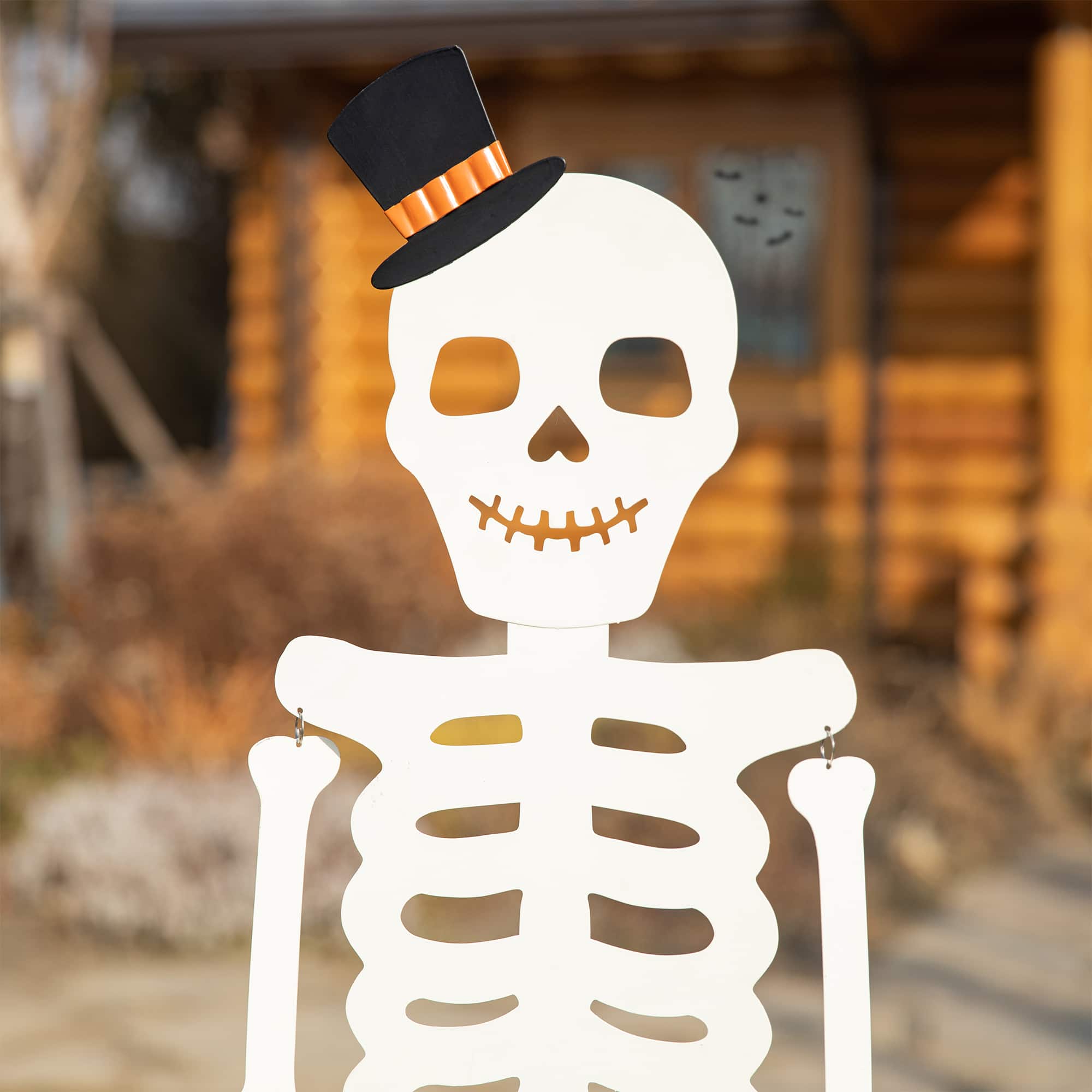 Glitzhome® 60" Halloween "WELCOME" Metal Dangling Skeleton Yard Stake