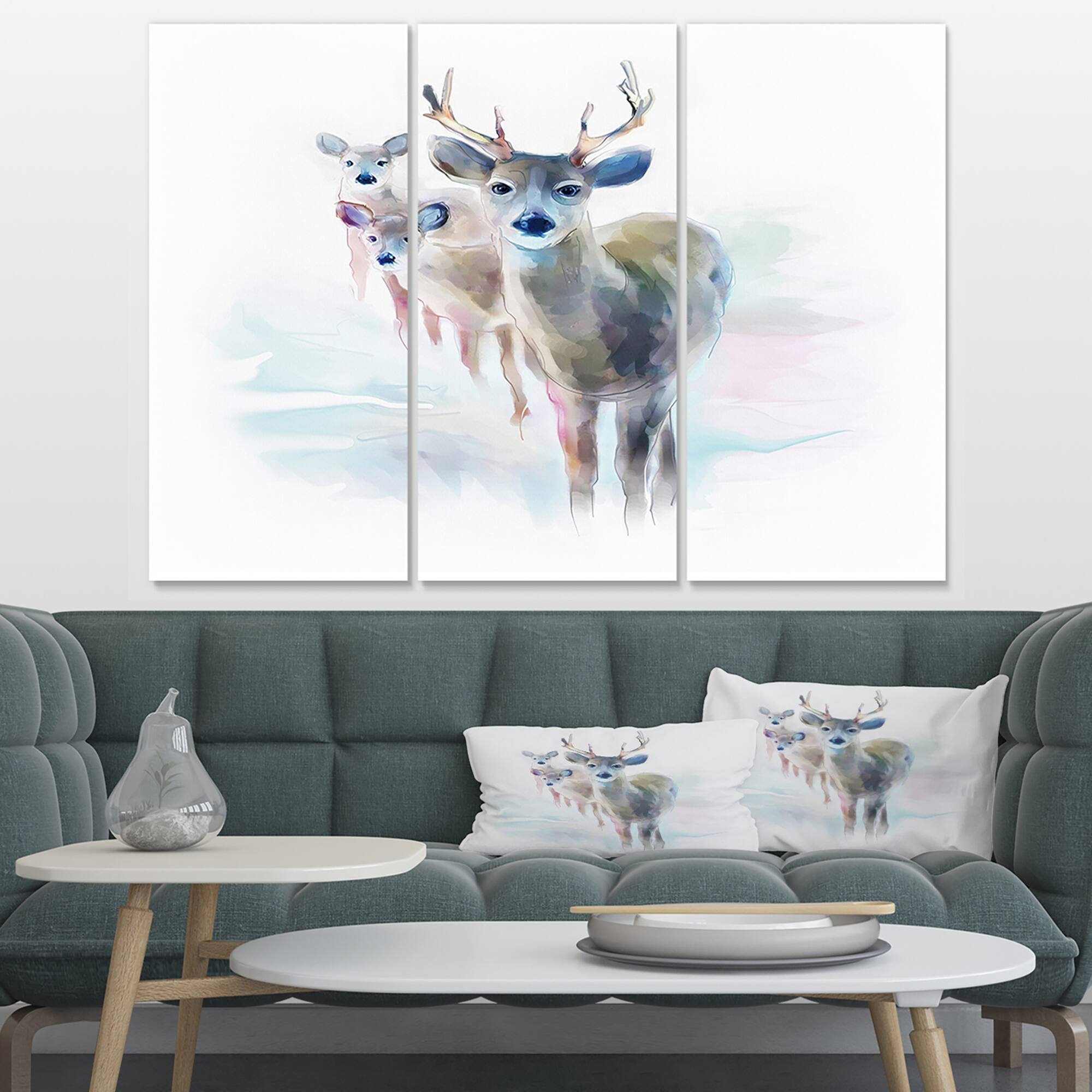 Designart - Beautiful Deer With Big Horns - Animal Canvas Art Print