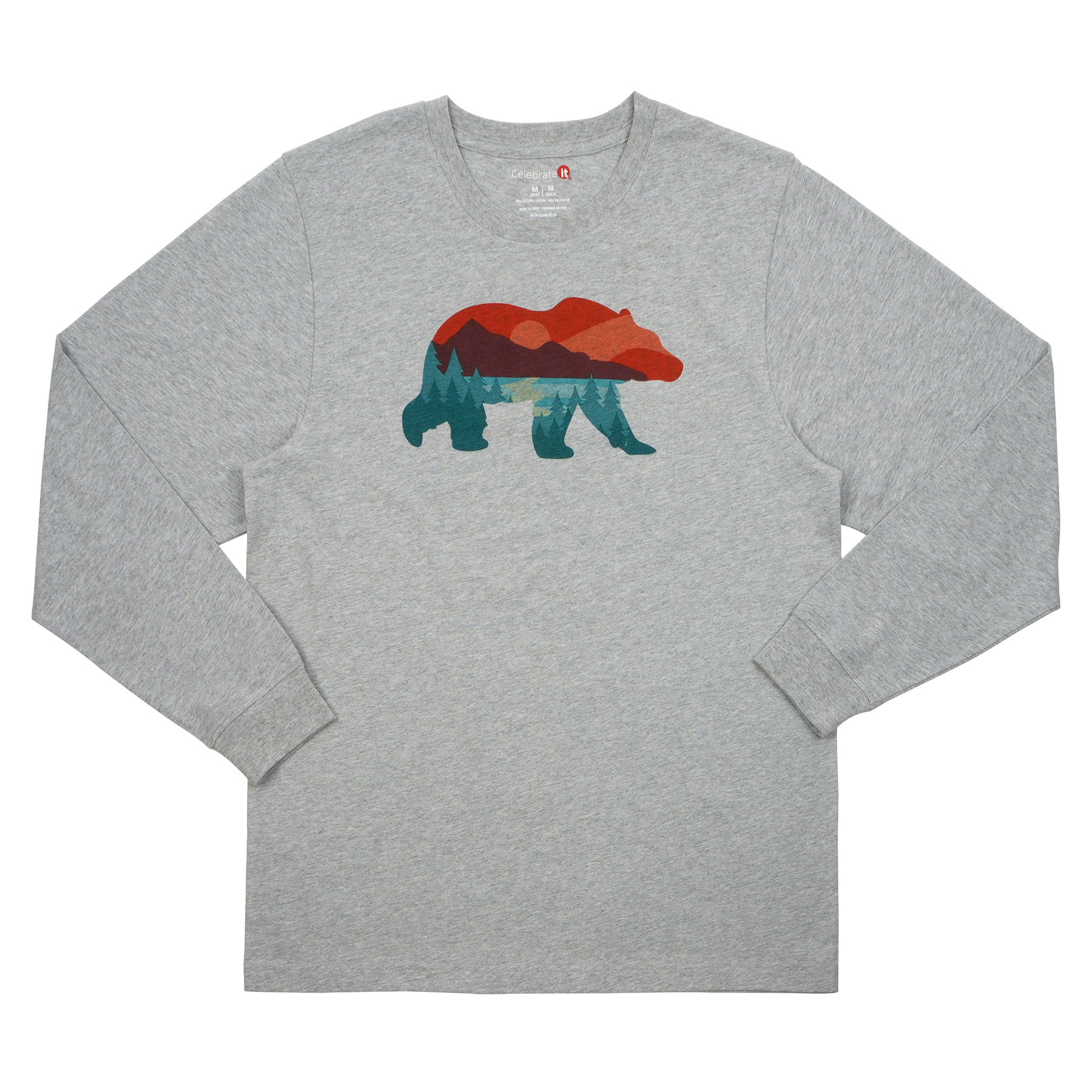 Grey Canada Day Bear Long Sleeve Adult T-Shirt by Celebrate It&#x2122;