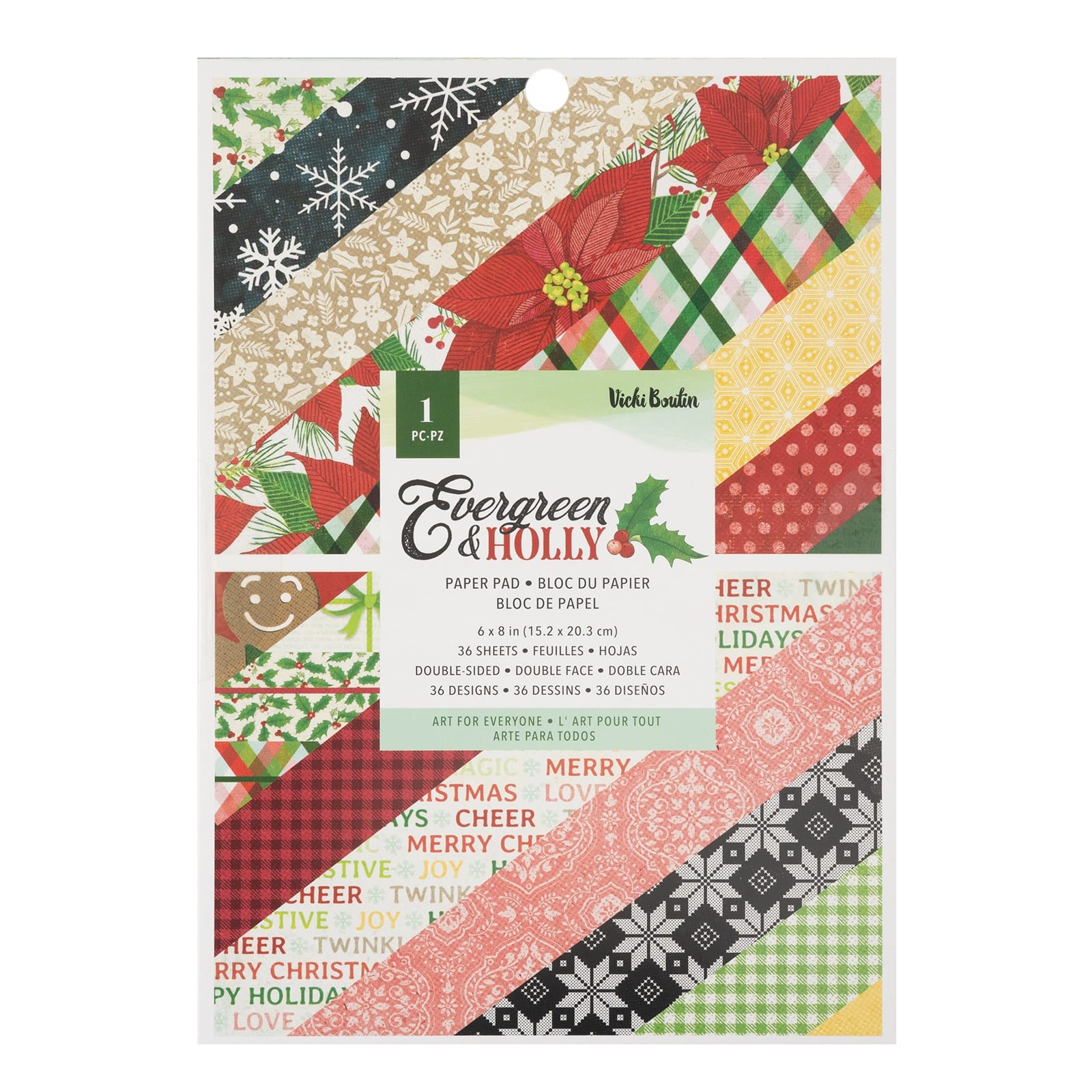American Crafts Double-Sided Paper Pad 6&#x22; x 8&#x22; 36 ct. Vicki Boutin Evergreen &#x26; Holly