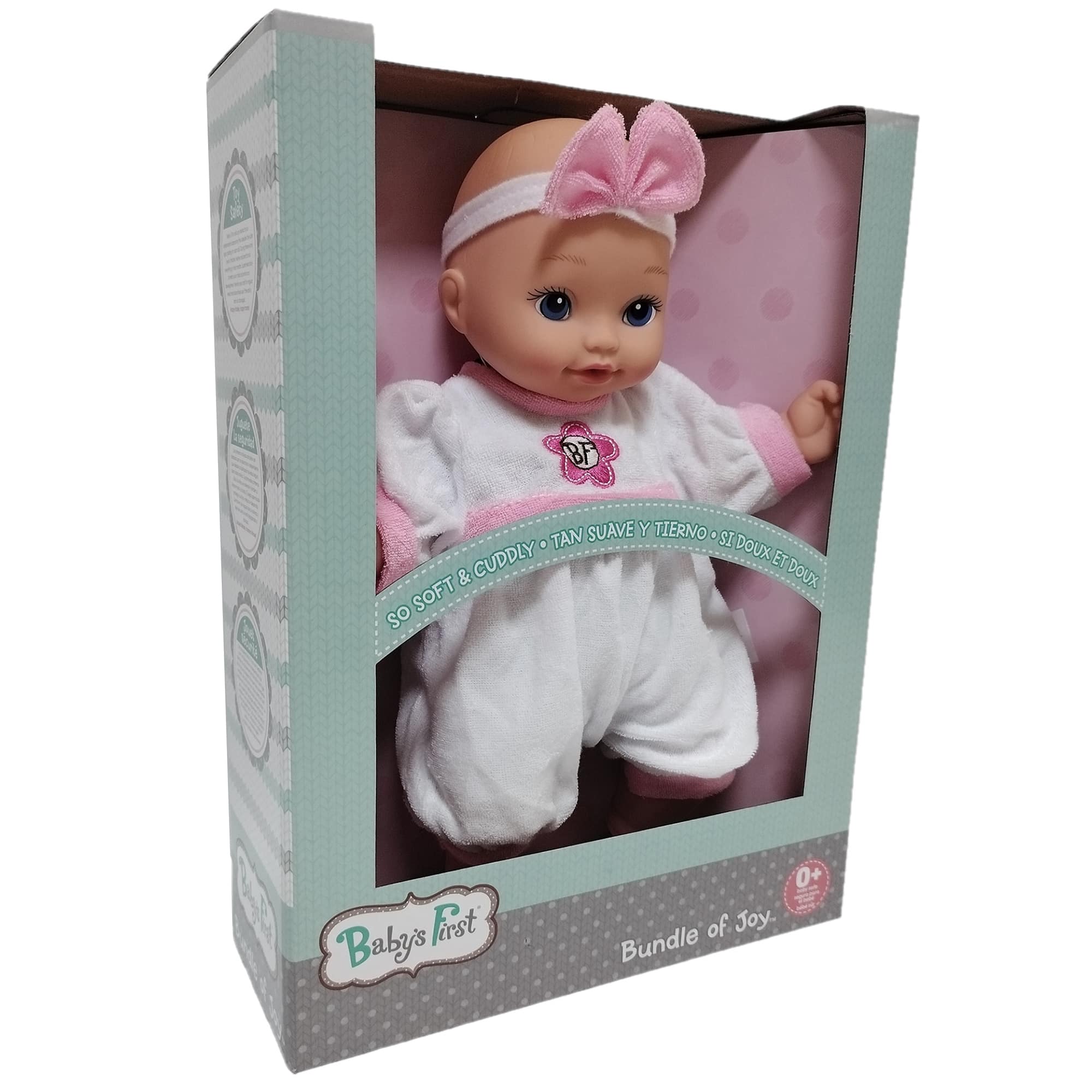 Goldberger Baby&#x27;s First&#xAE; Bundle of Joy&#x2122; 13&#x22; Baby Doll with White &#x26; Pink Jumper