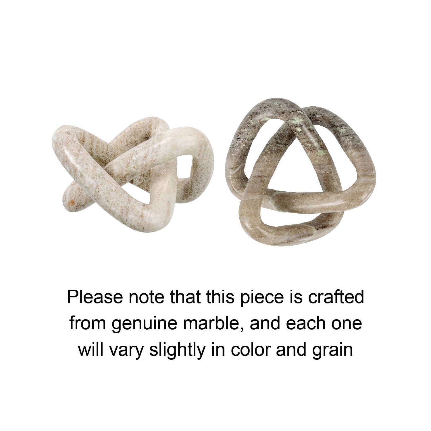 Hello Honey&#xAE; 3.5&#x22; Beige Modern Decorative Marble Link Knot