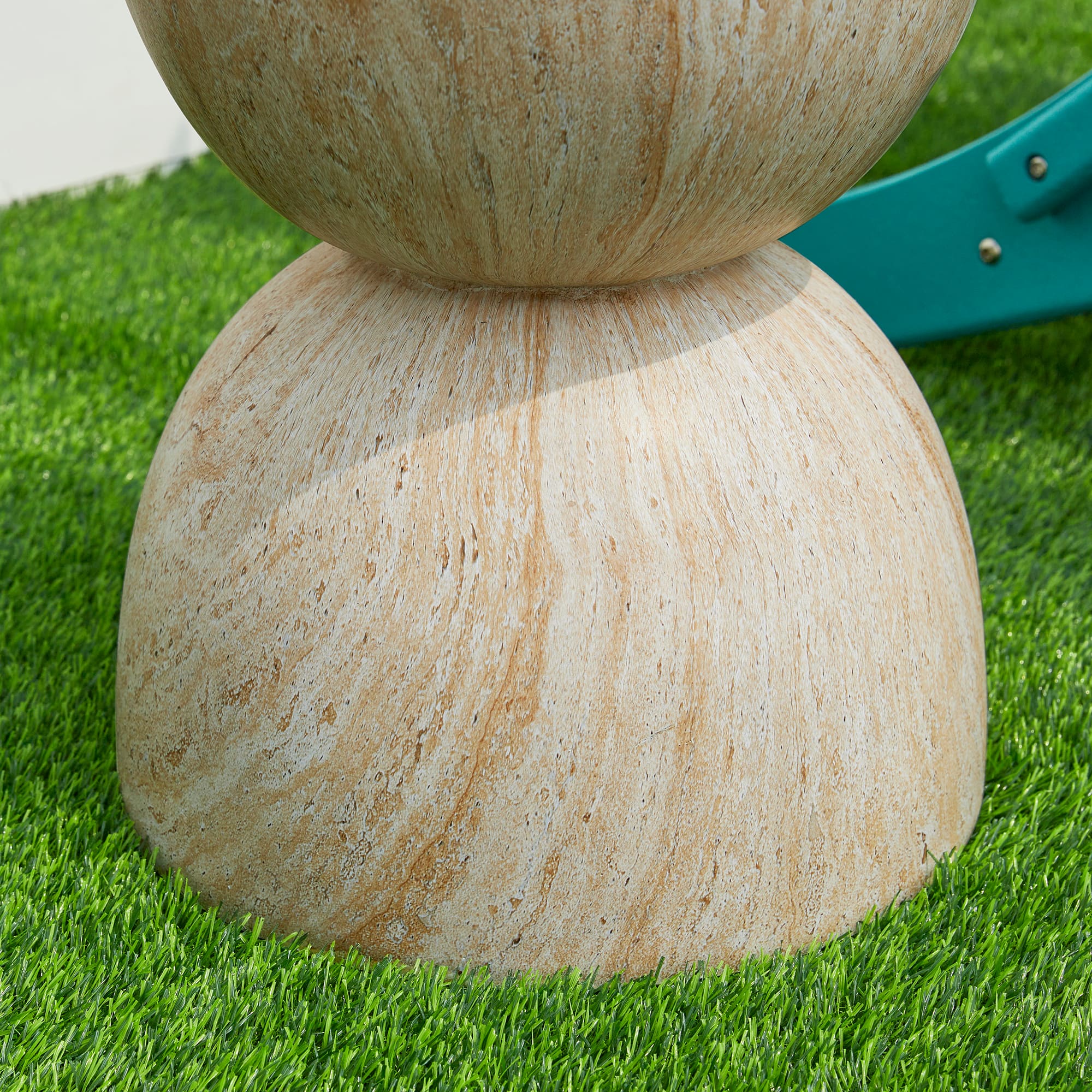 Glitzhome® 17.75" Multi-Functional Hourglass Faux Travertine Garden Stool