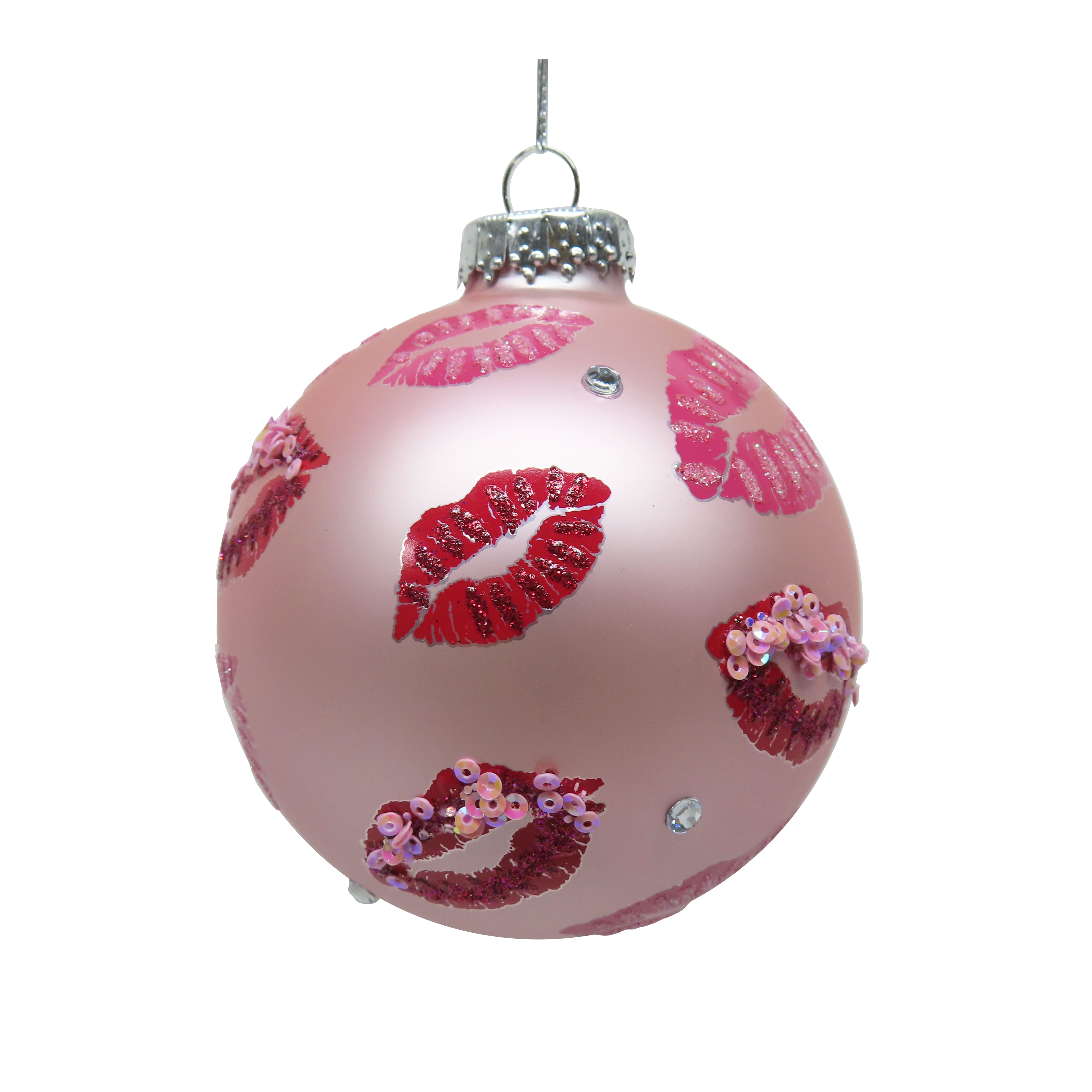 4&#x22; Pink Merry Kissmas Glass Ball Ornament by Ashland&#xAE;