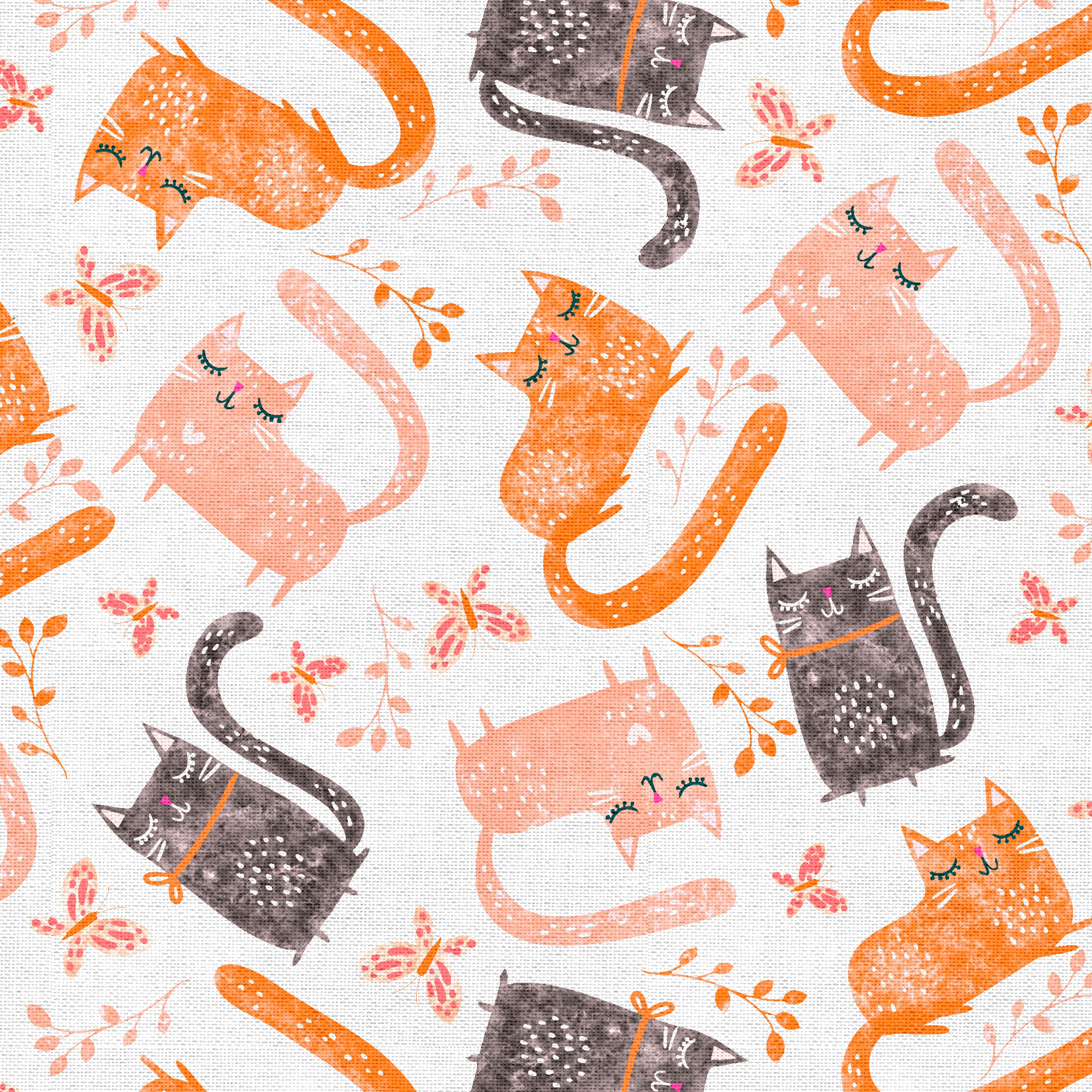 Coral Cats Cotton Fabric Bundle by Loops & Threads™