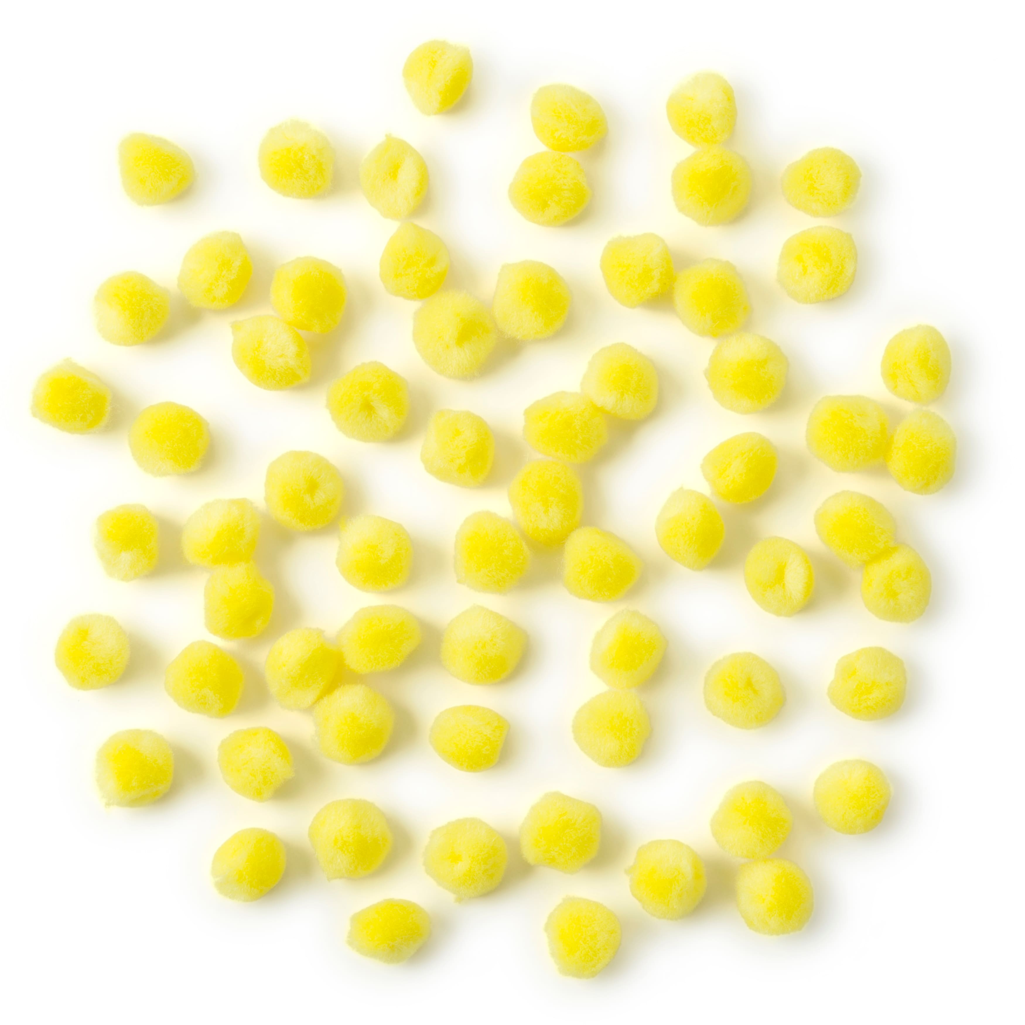 0.5 inch Yellow Tiny Craft Pom Poms 100 Pieces, Size: Large