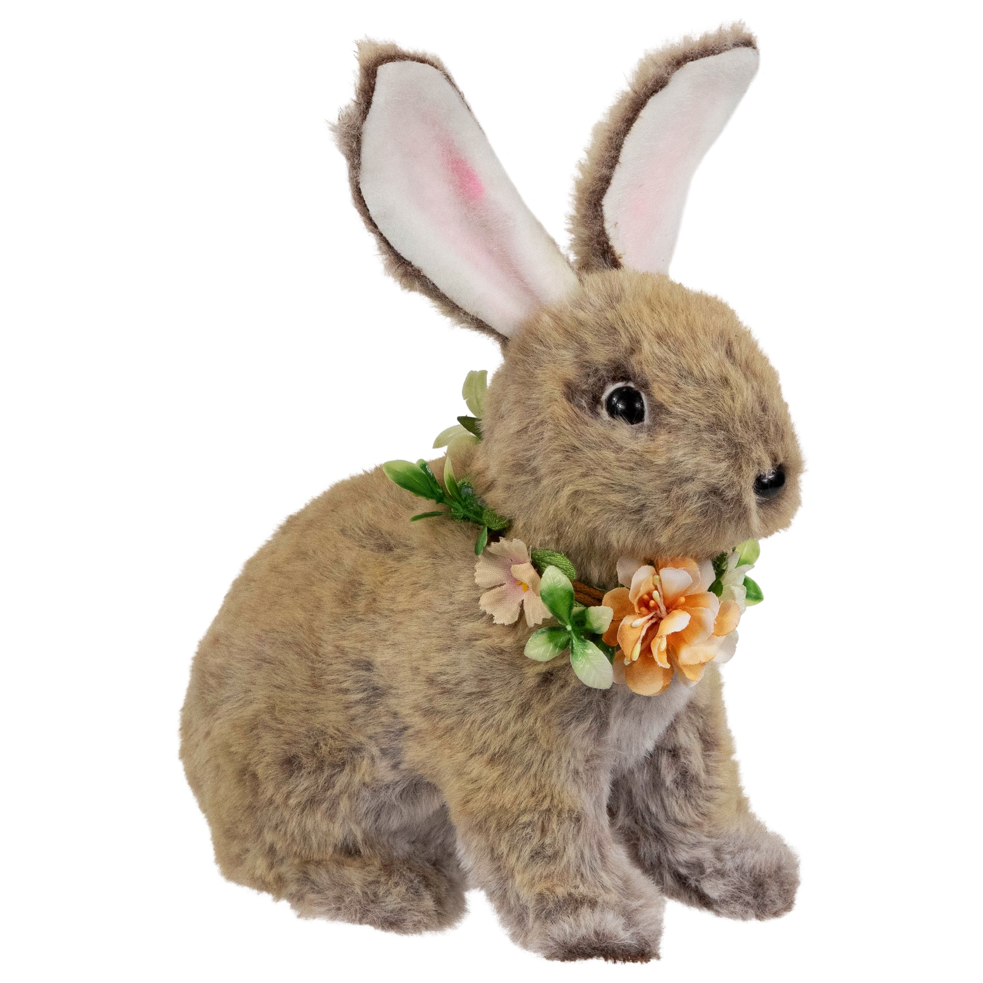 8.5&#x22; Plush Rabbit with Flower Wreath Easter Figurine