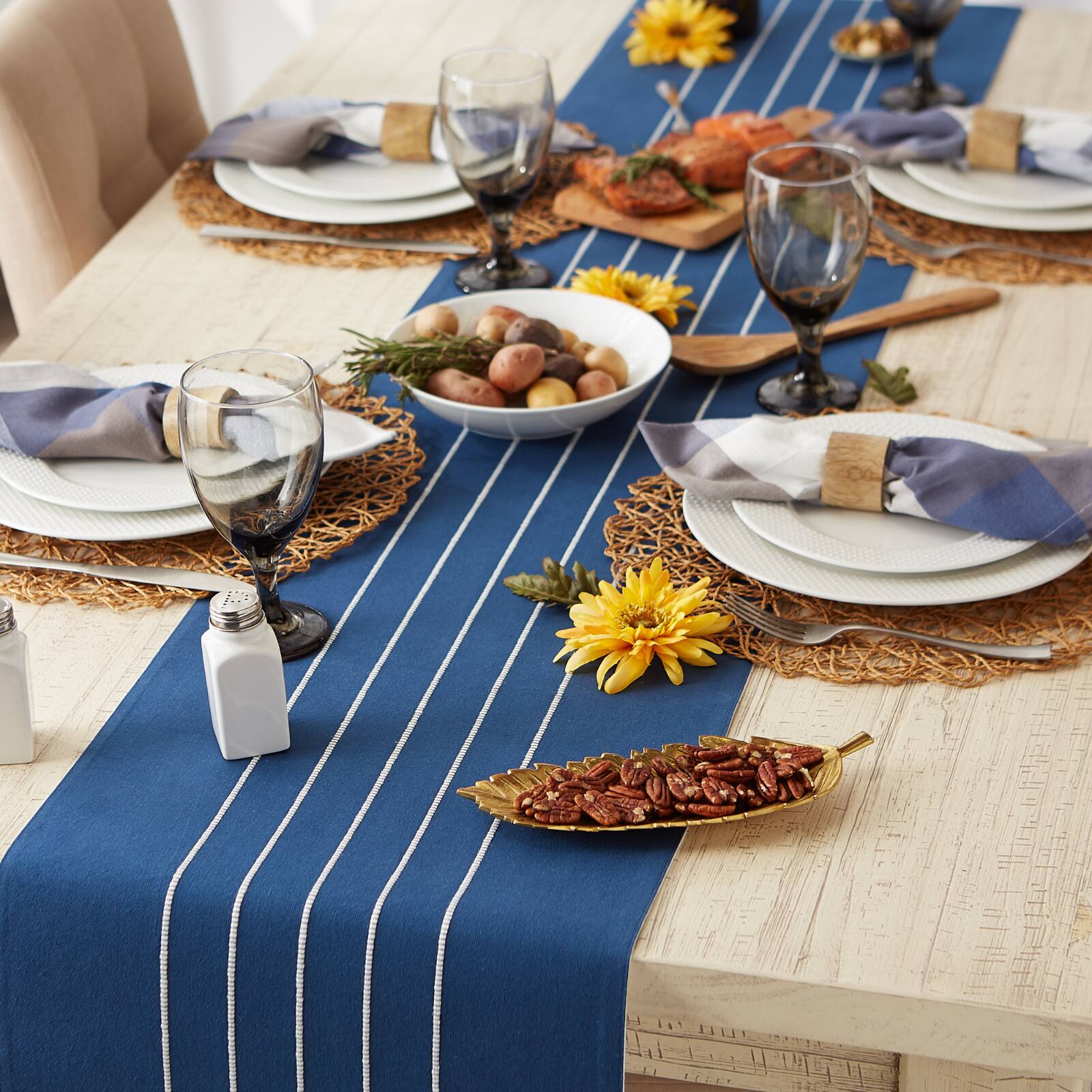 DII&#xAE; 72&#x22; Striped Tassel Table Runner