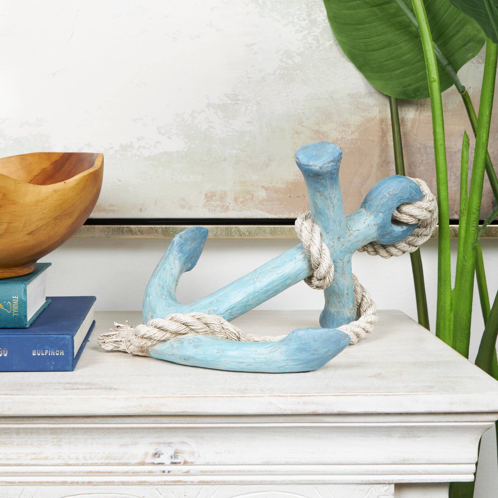 12" Anchor Distressed Sculpture with Rope