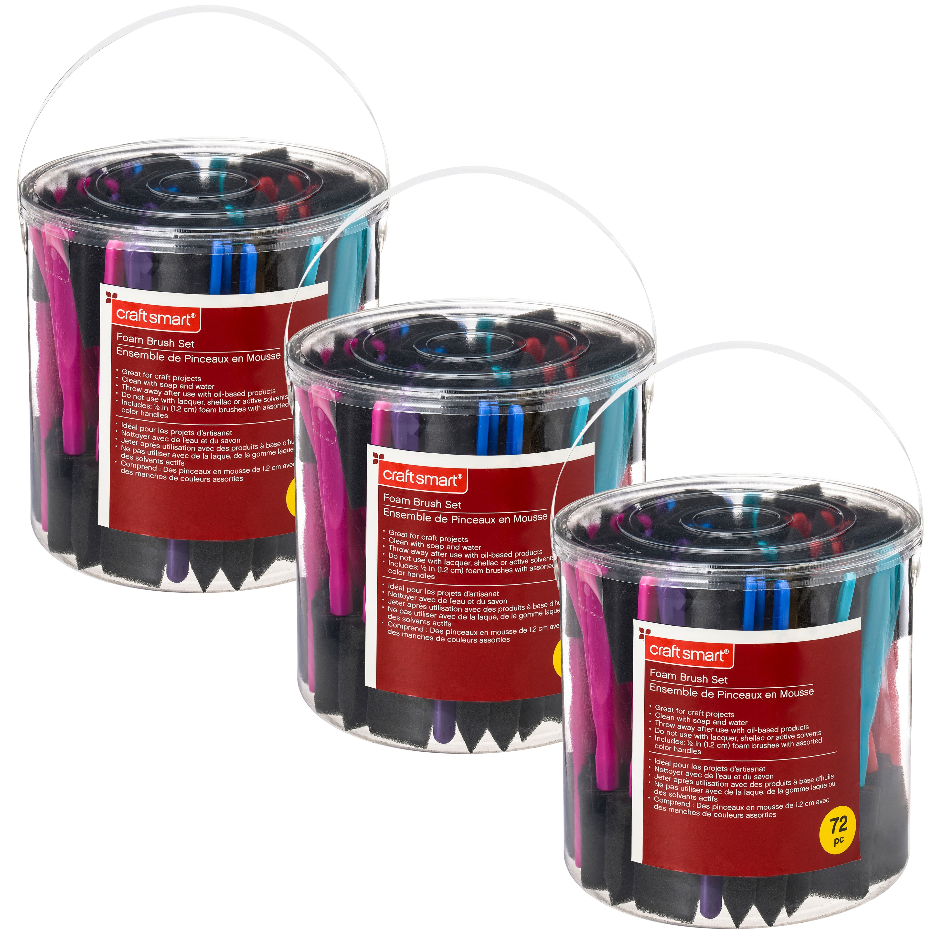 3 Packs: 72 ct. (216 total) 1" Foam Brush Set by Craft Smart®