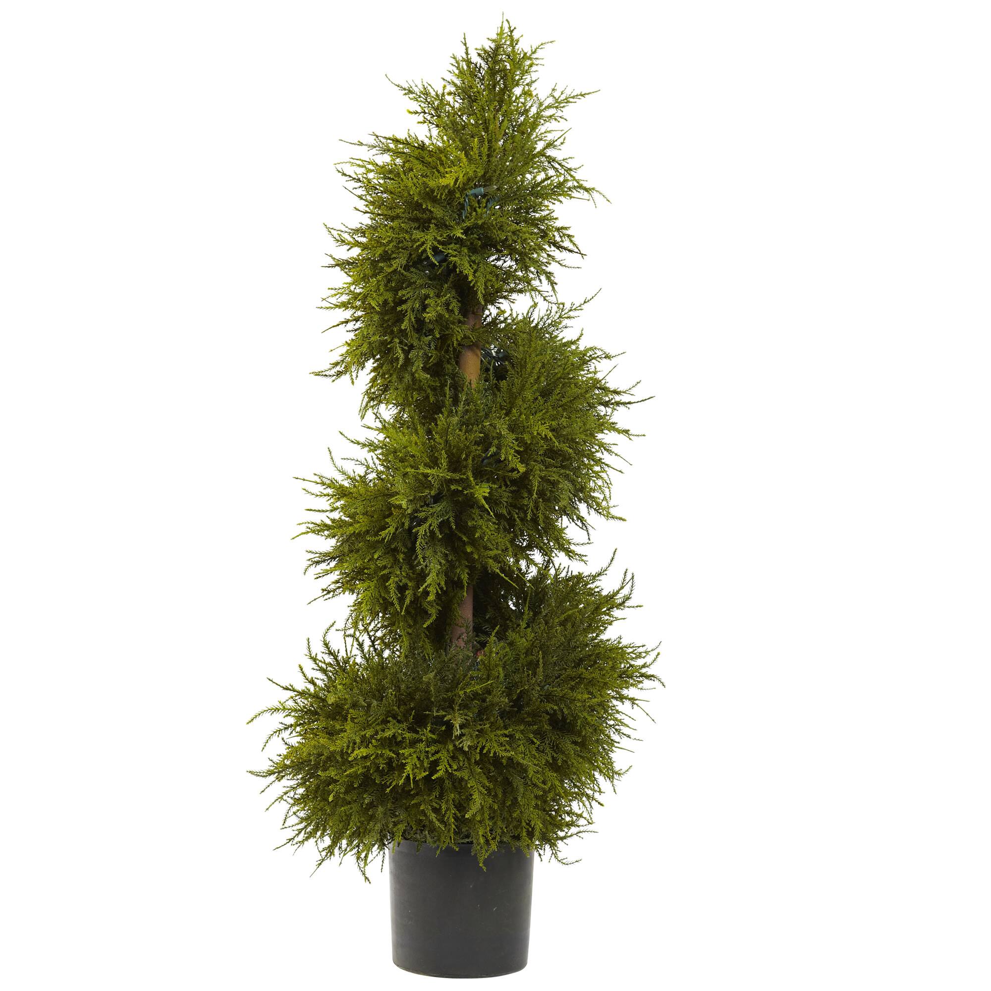 3.5ft. Pre-Lit Potted Cedar Spiral Topiary