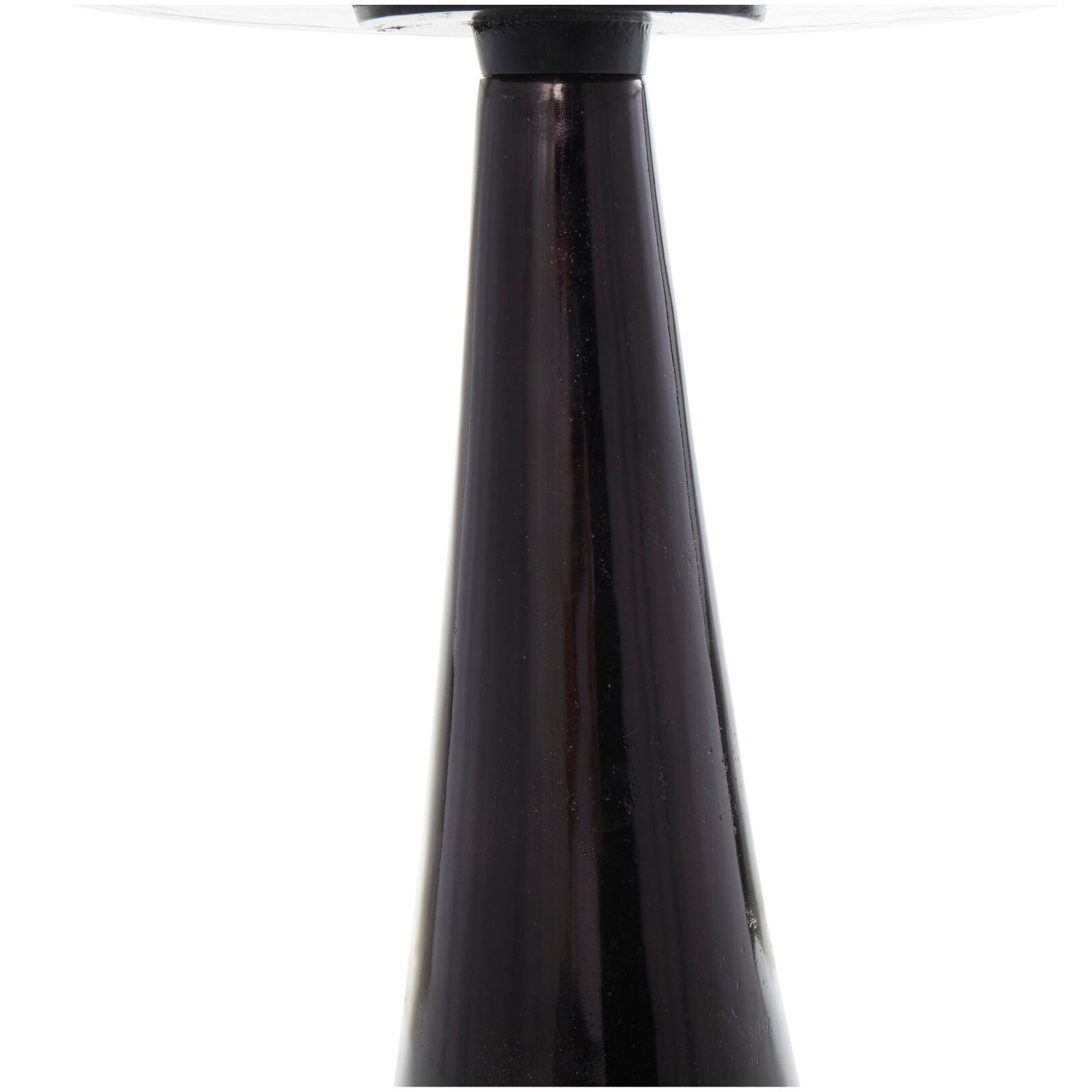 22" Black Aluminum Geometric Cone Accent Table with Textured Glass Tabletop