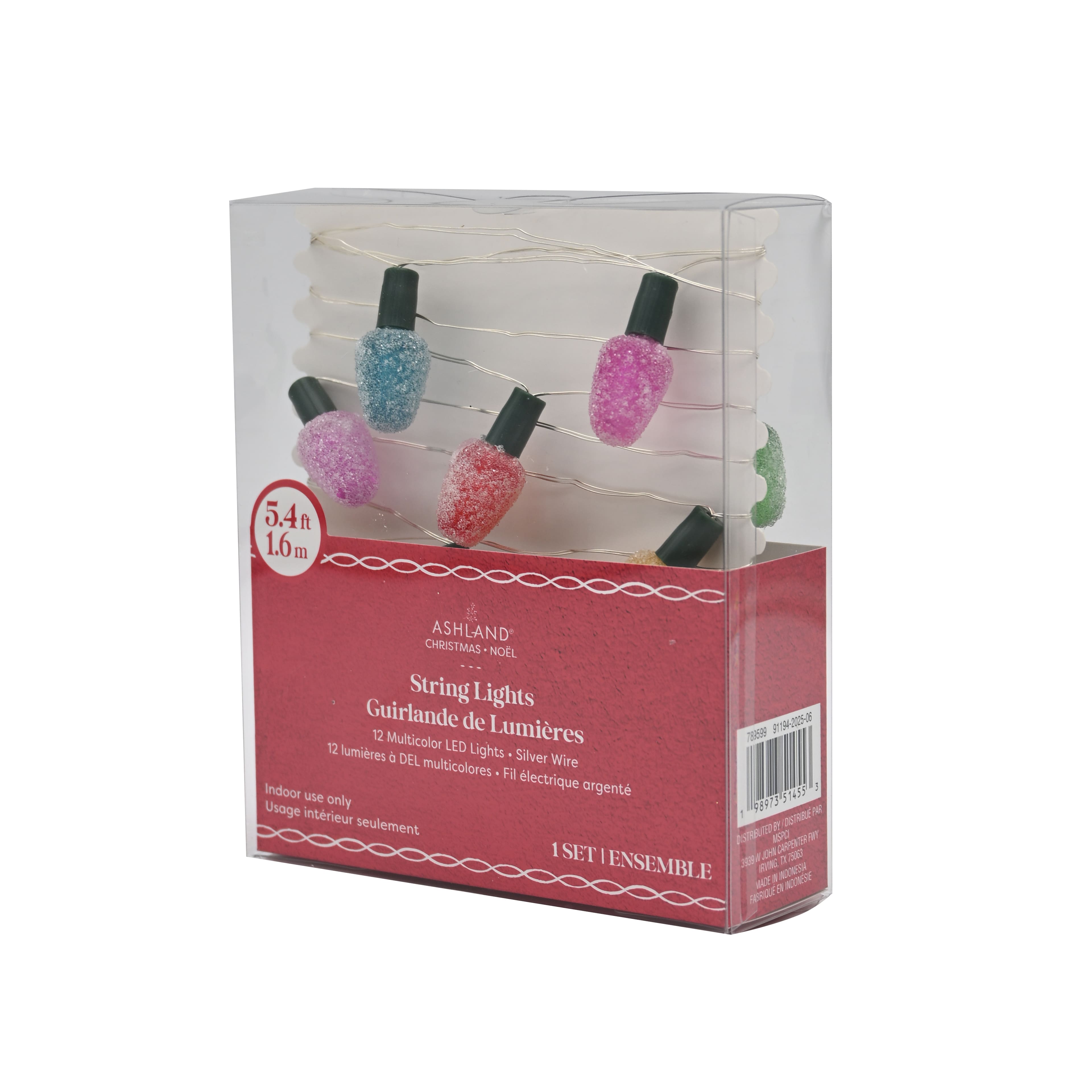 12ct. Multicolor LED Sugared Bulb String Lights on Silver Wire by Ashland&#xAE;