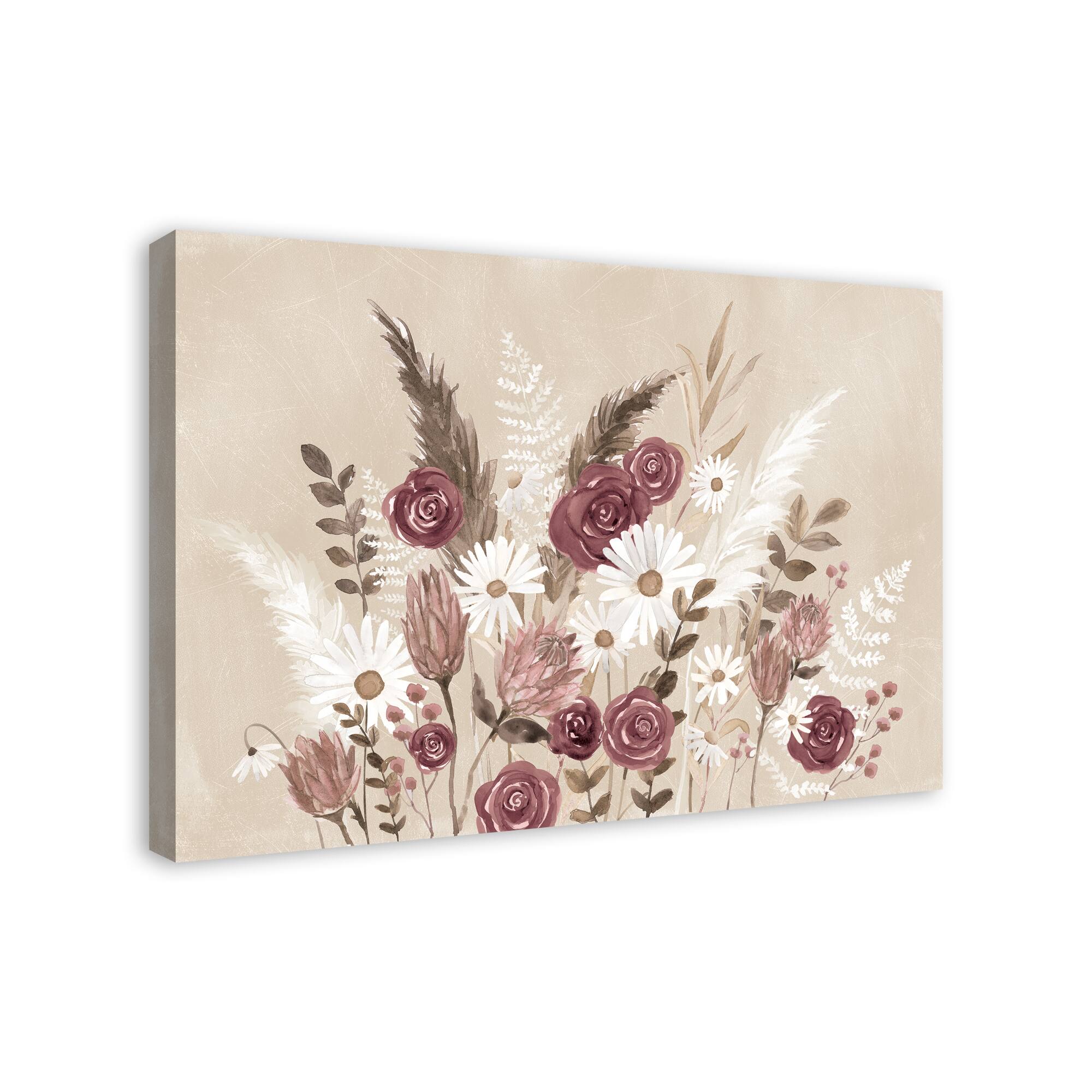 Boho Flowers 36" x 24" Canvas Wall Art