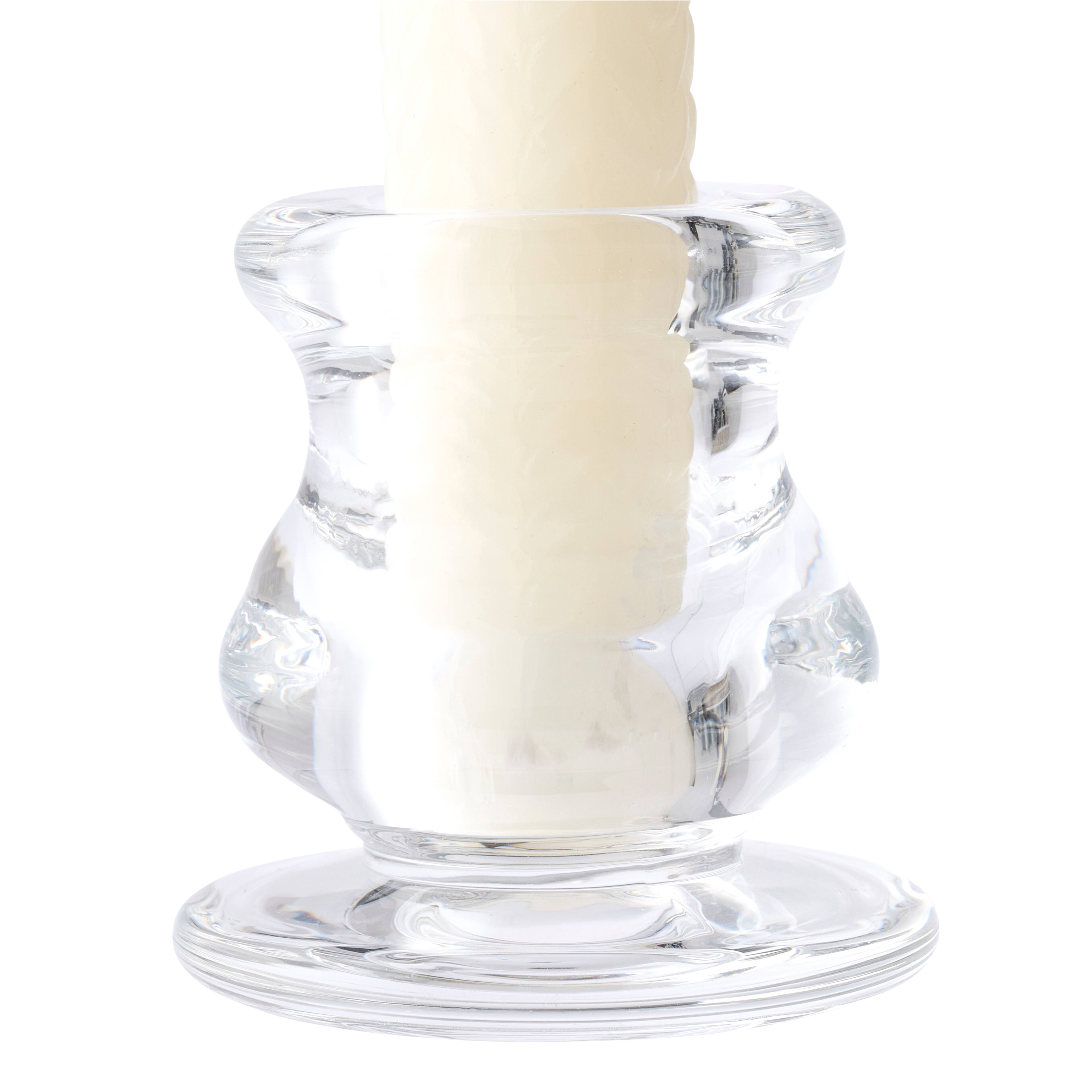 12 Pack: 2.25" Chunky Glass Taper Candle Holder by Ashland®