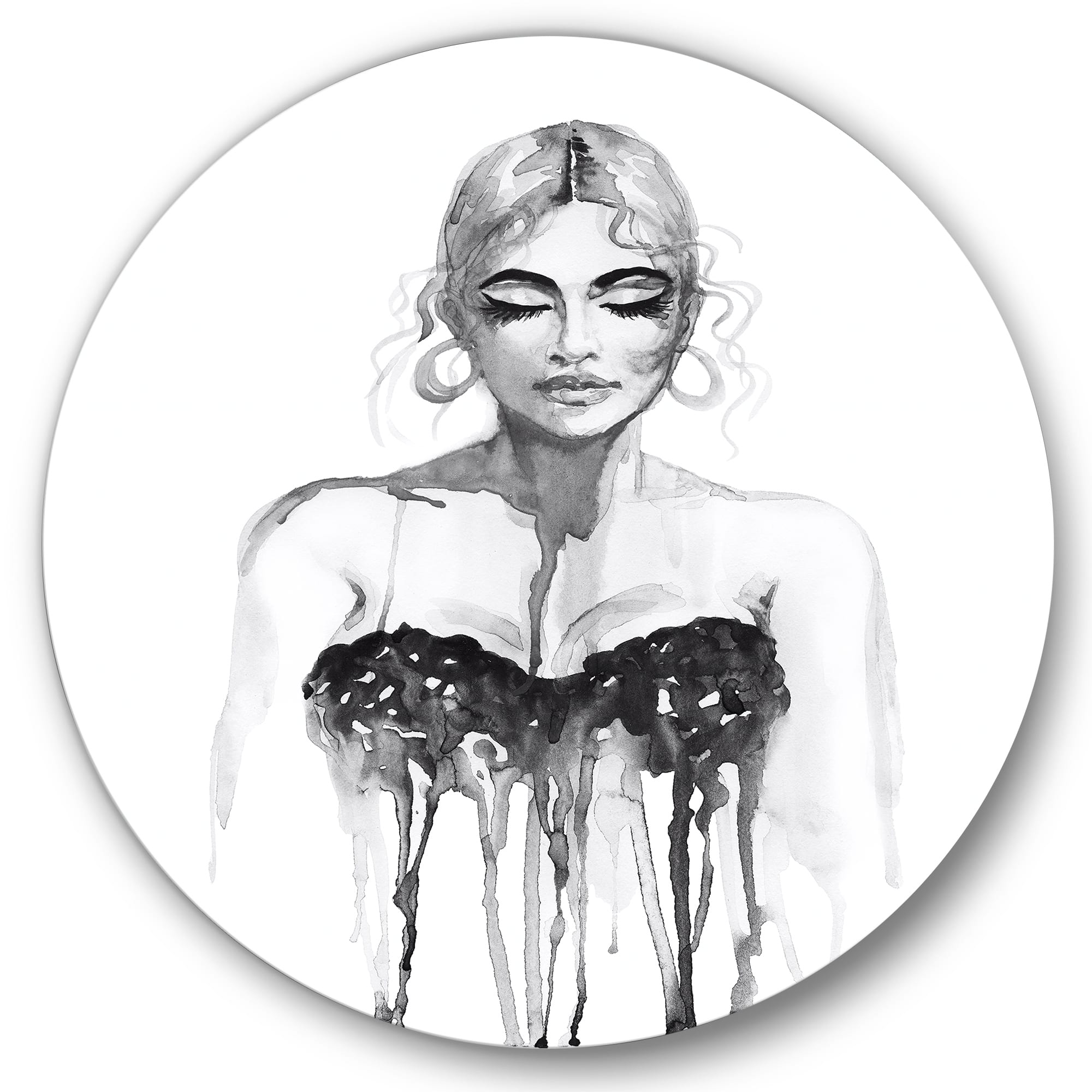 Designart - Monochrome Portrait of Woman Wearing Evening Dress - Modern  Metal Circle Wall Art, Size: 23" x 23" | Michaels