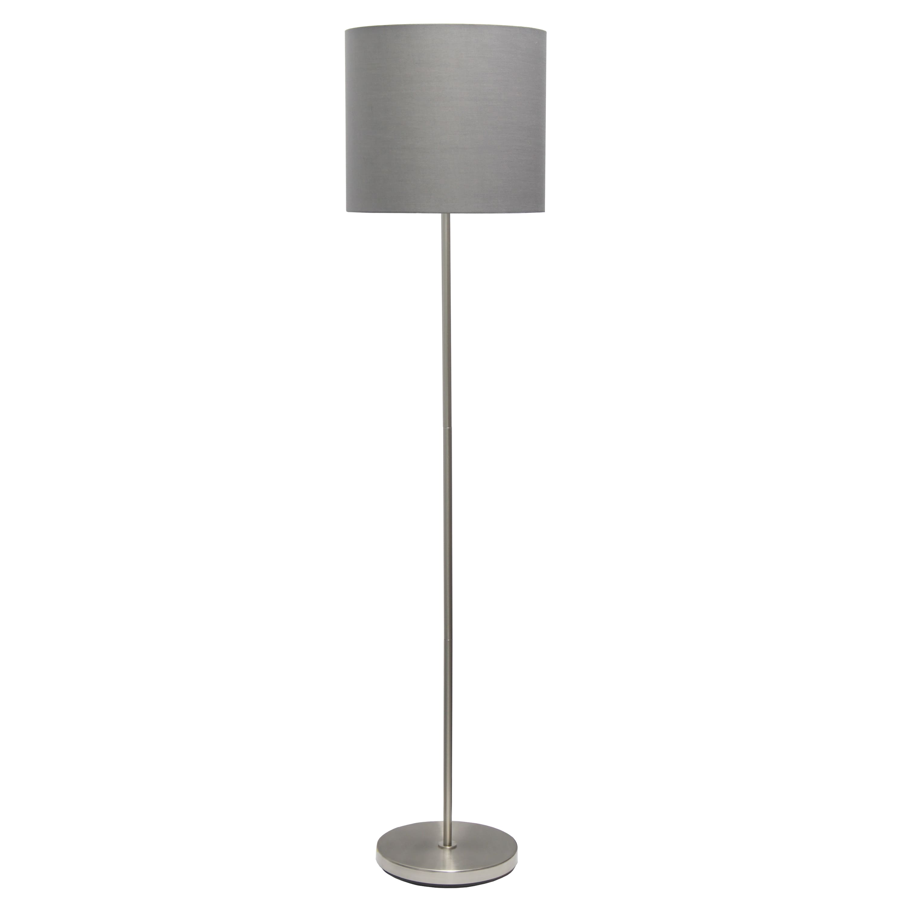 Simple Designs 57" Brushed Nickel Drum Shade Floor Lamp