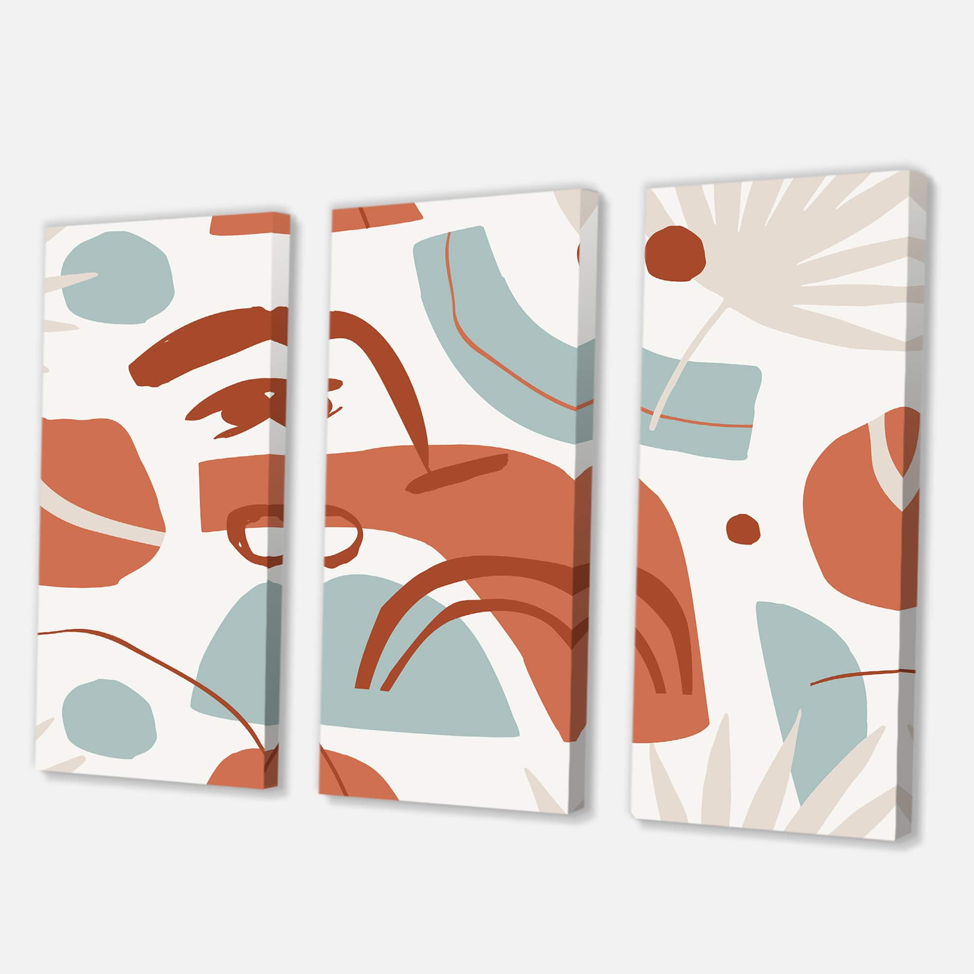 Designart - Geometrical Shapes With Tropical Palm Leaves - Modern Canvas Wall Art Print