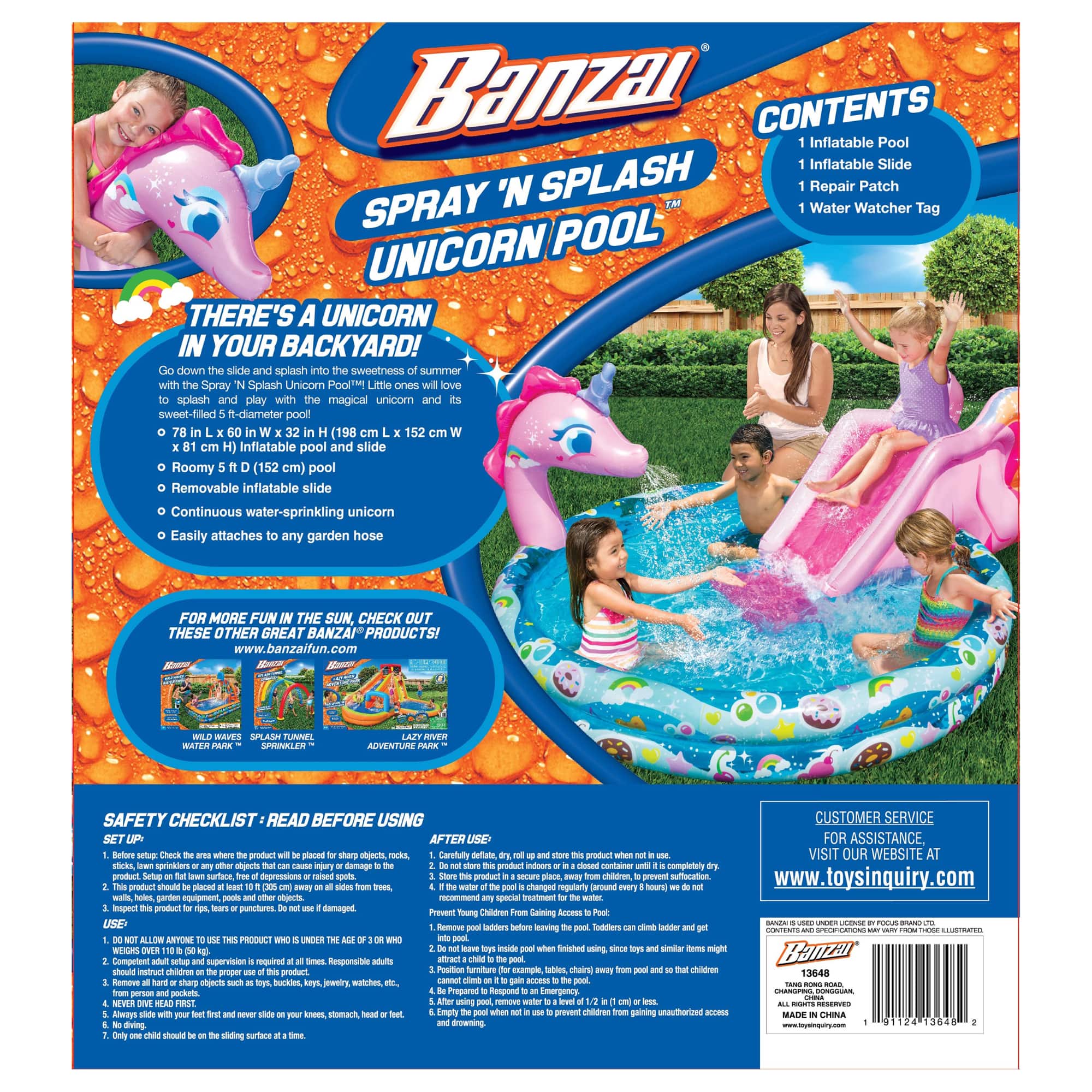 Banzai® 6ft. Spray 'N Splash Unicorn Pool™