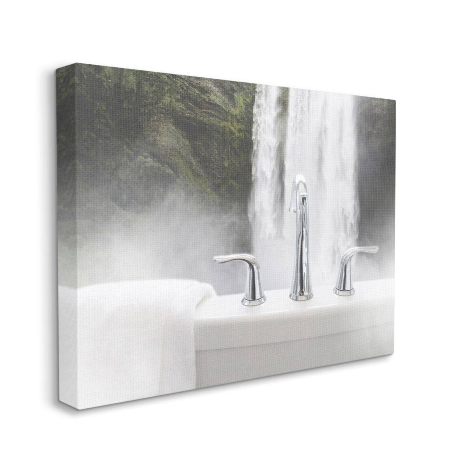 Stupell Industries Waterfall Bath Time Bathroom Canvas Wall Art