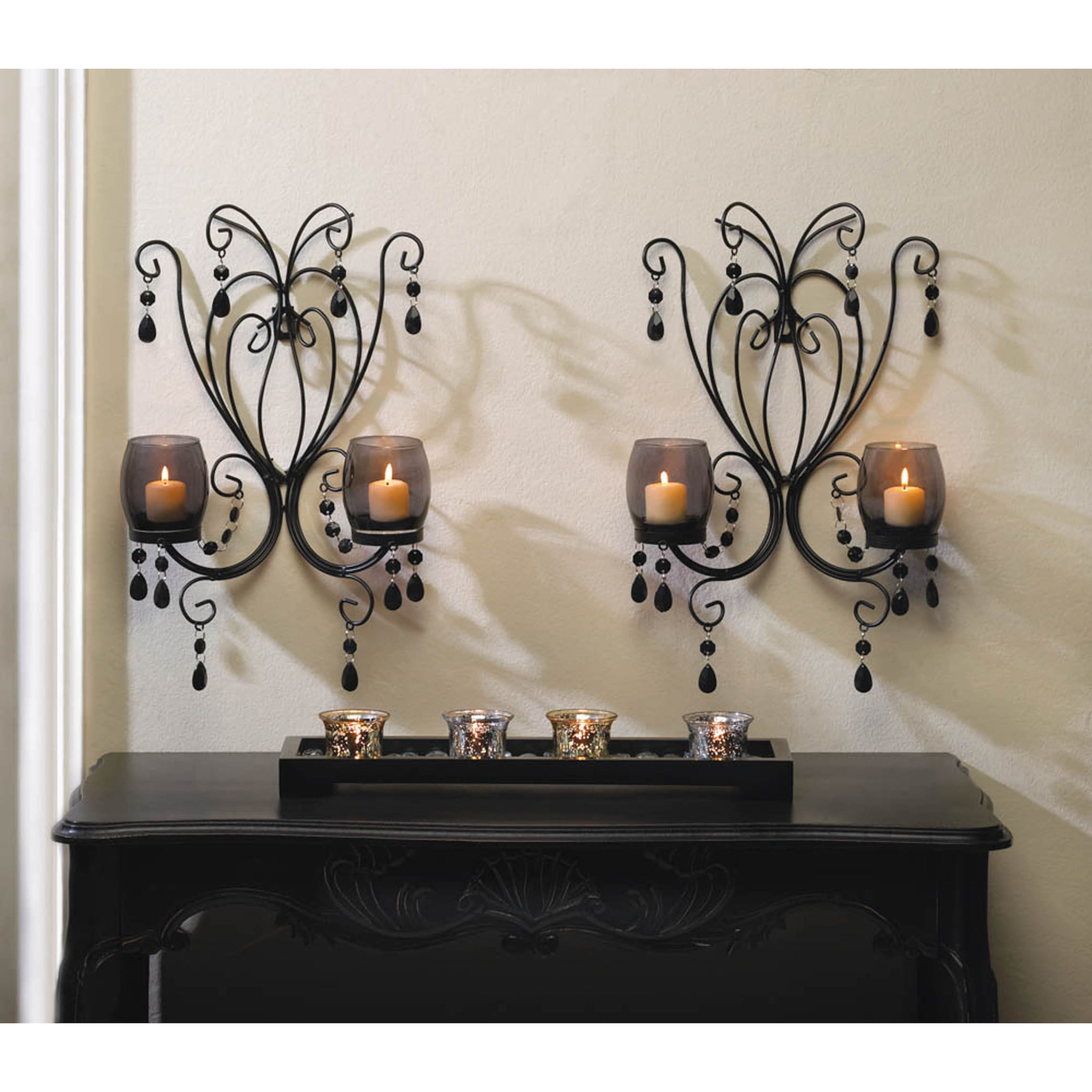 15&#x22; Midnight Elegance Candle Wall Sconces, 2ct.