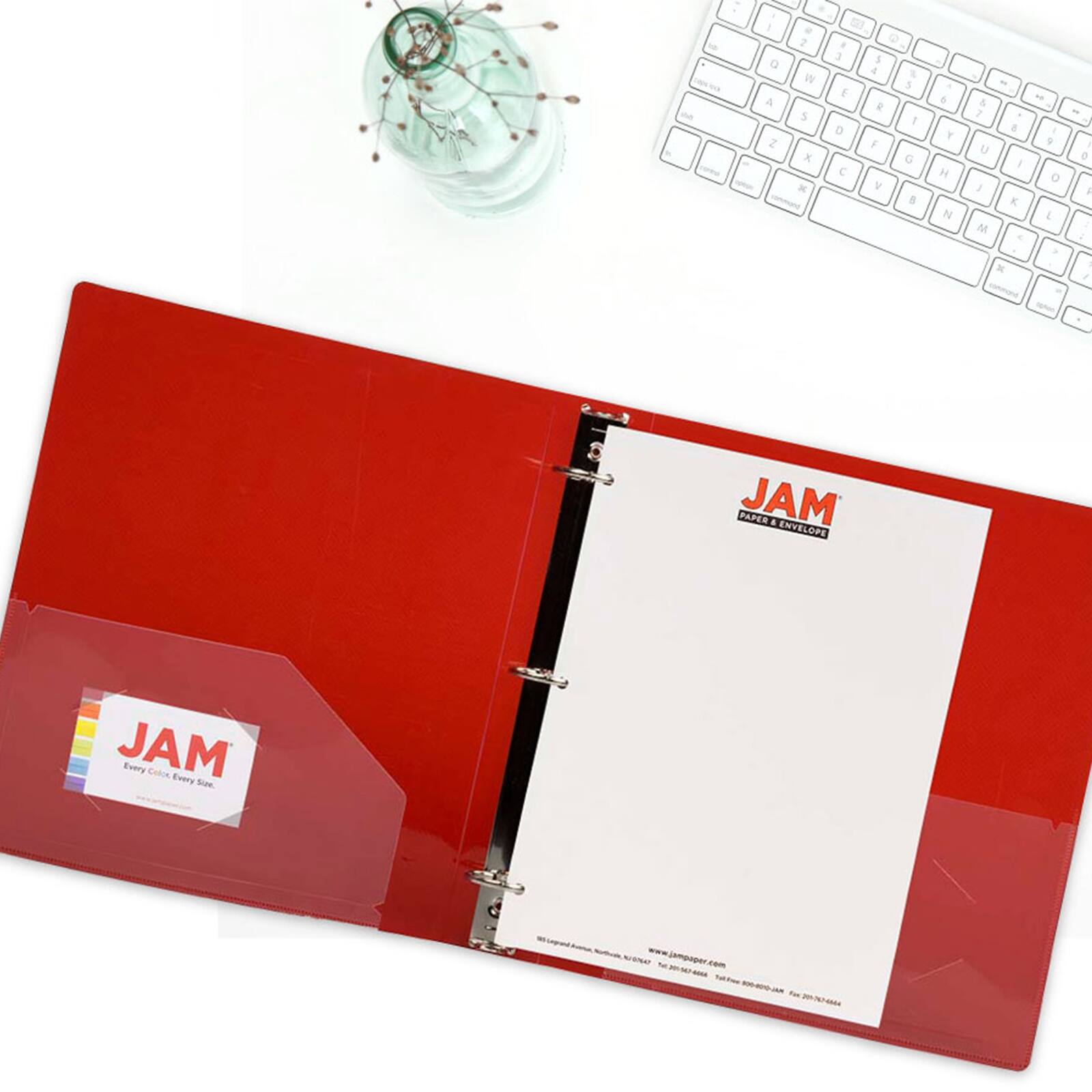 JAM Paper Designders® 2" Red Plastic 3 Metal Ring Binder