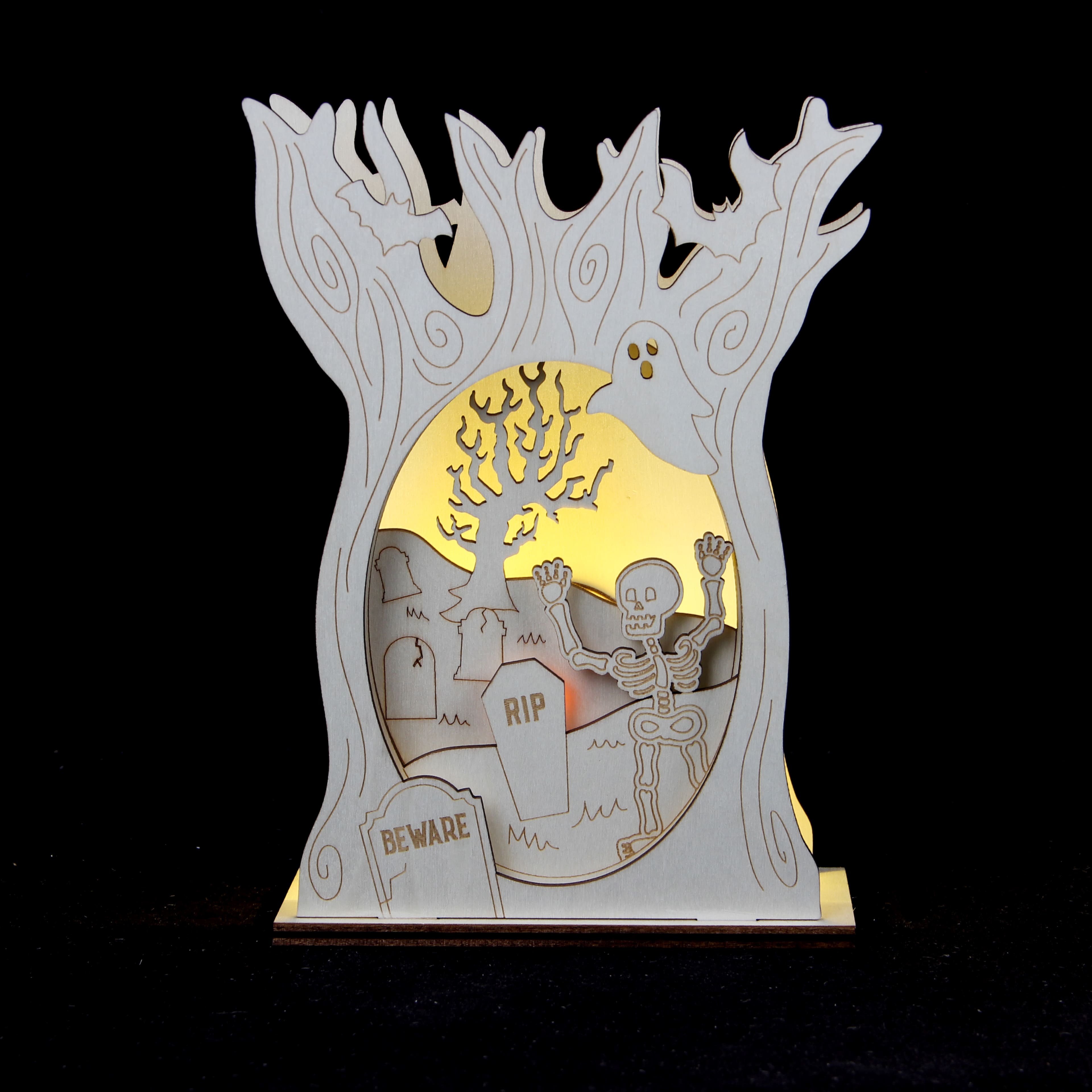 8.25&#x22; Layered Halloween Tree DIY LED Plywood D&#xE9;cor by Make Market&#xAE;