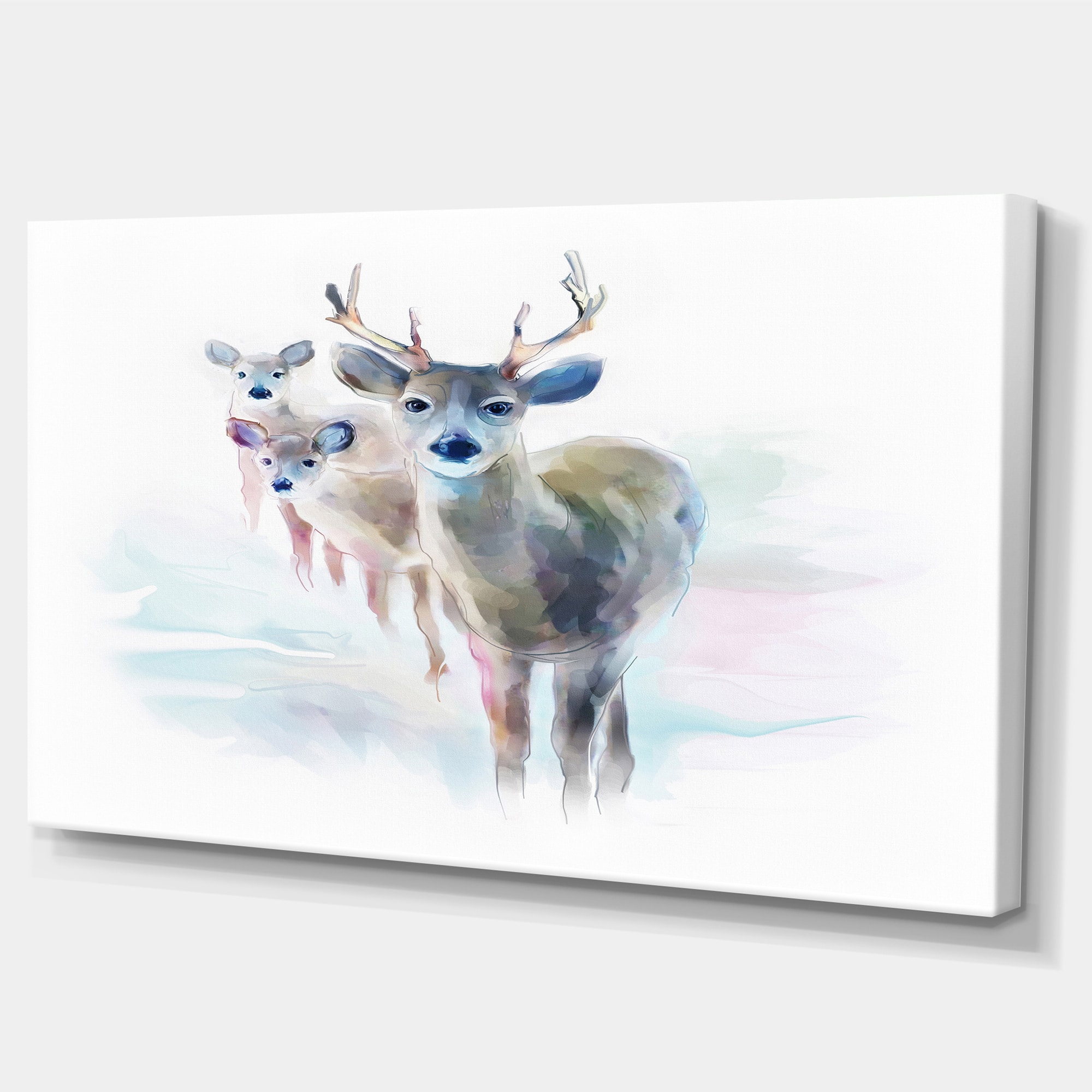 Designart - Beautiful Deer With Big Horns - Animal Canvas Art Print