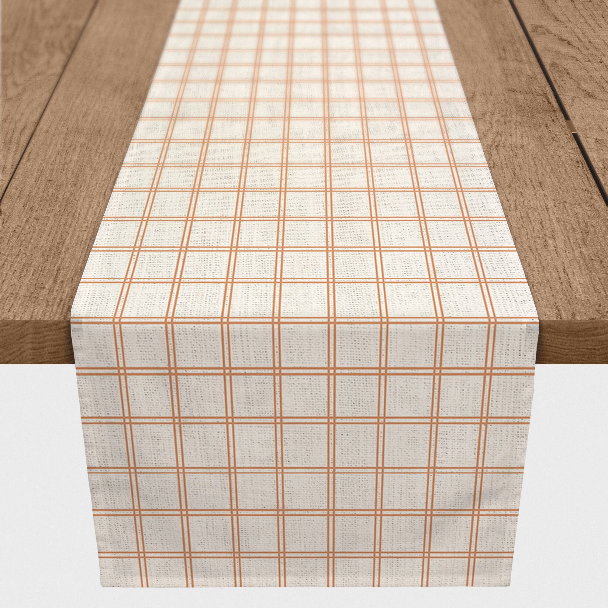 90&#x22; Fall Grid Polyester Twill Table Runner