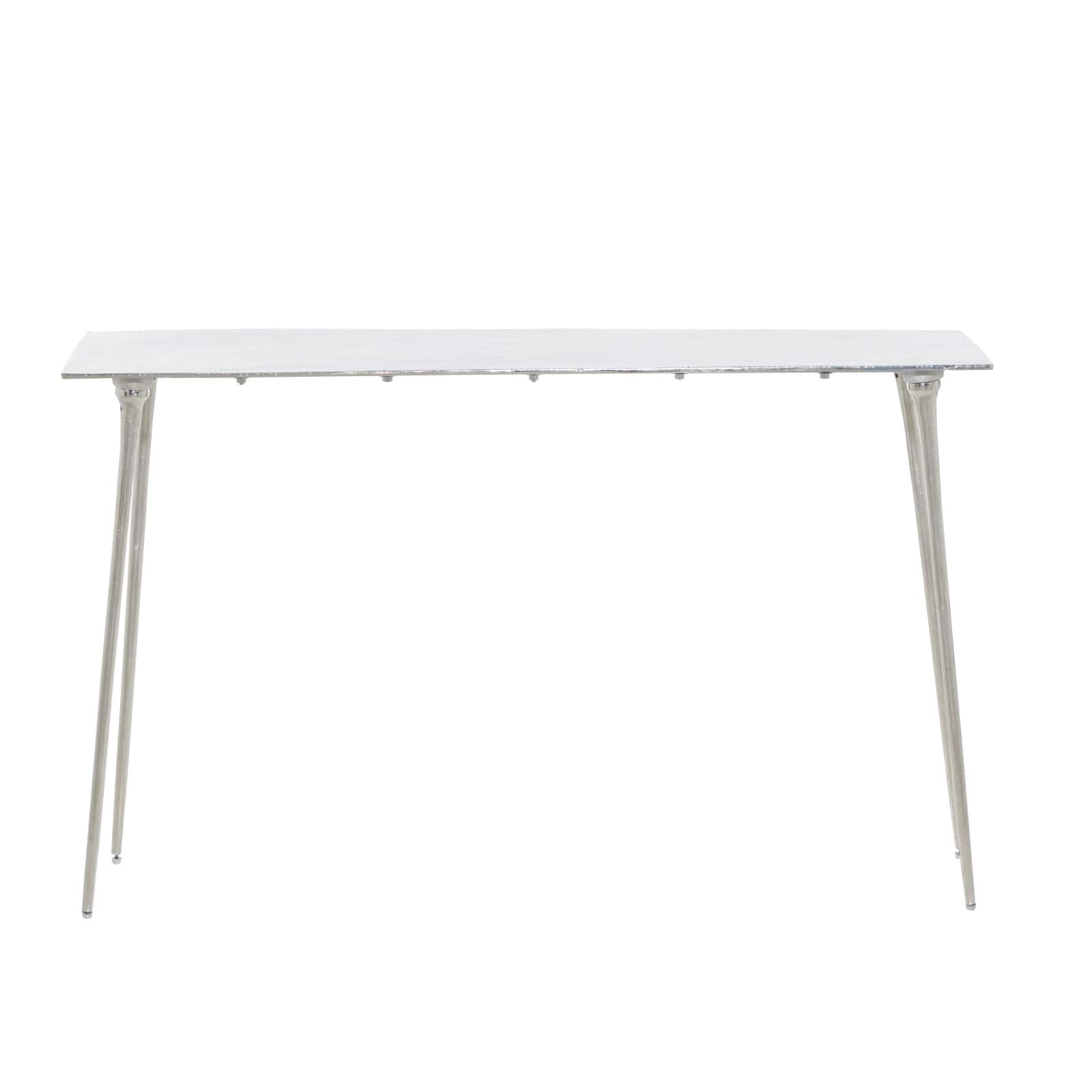 Silver Aluminum Glam Console Table, 50&#x22; x 15&#x22; x 31&#x22;