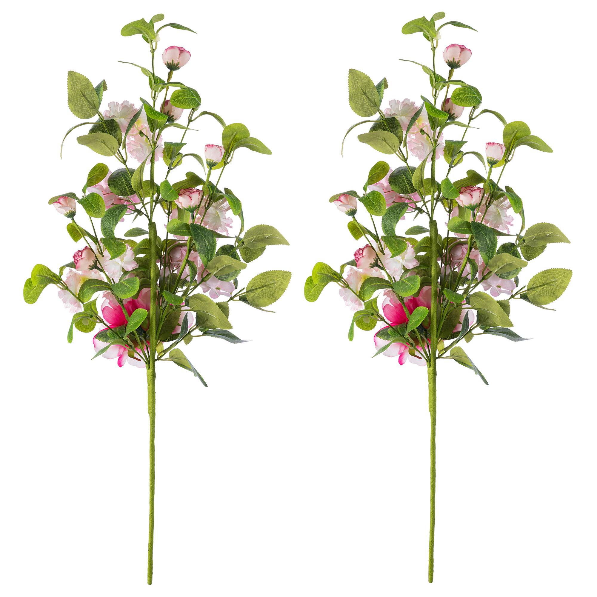 Glitzhome® 28" Pink Hydrangea, Peony & Cherry Blossom Picks, Set of 2