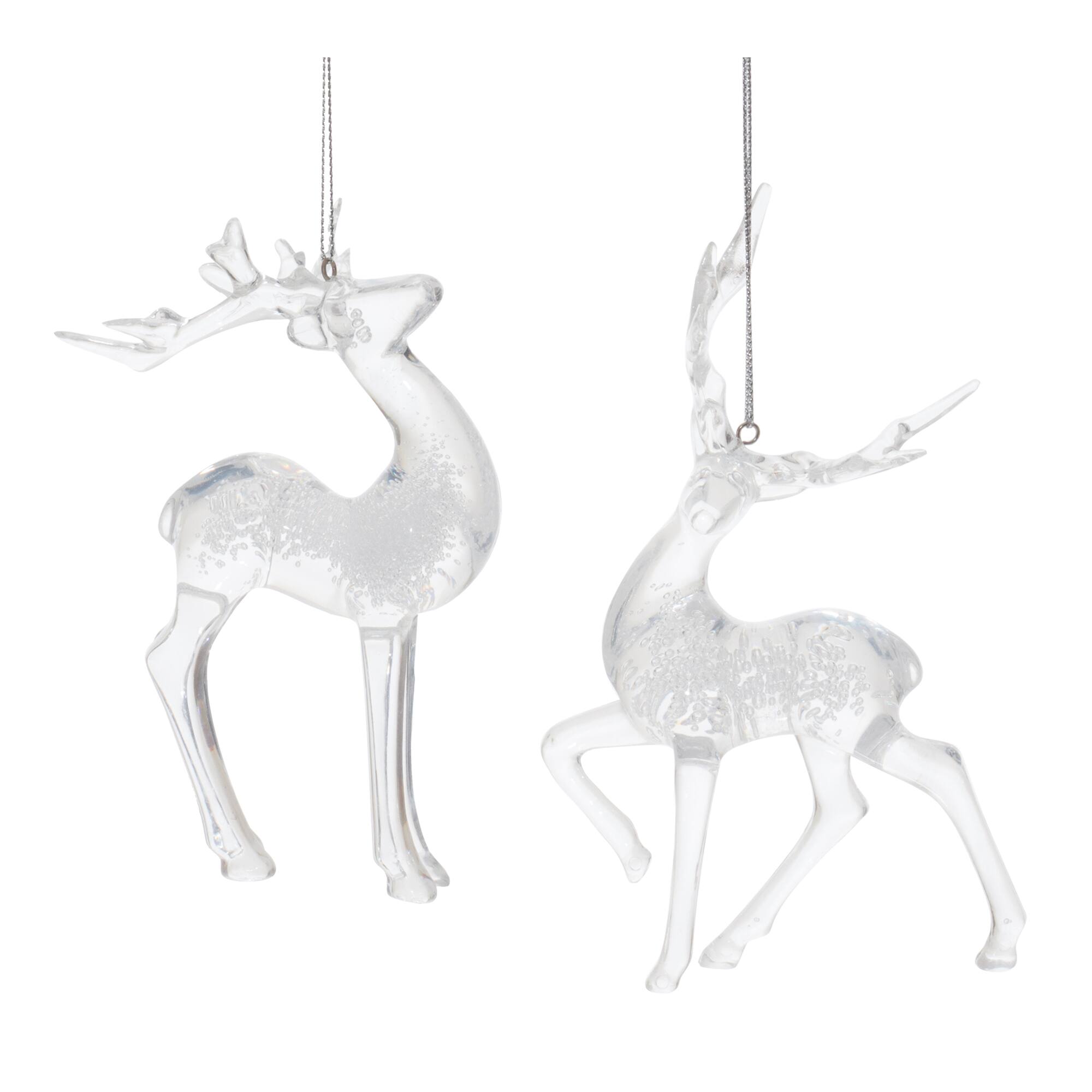Clear Bubbled Plastic Deer Ornaments Set