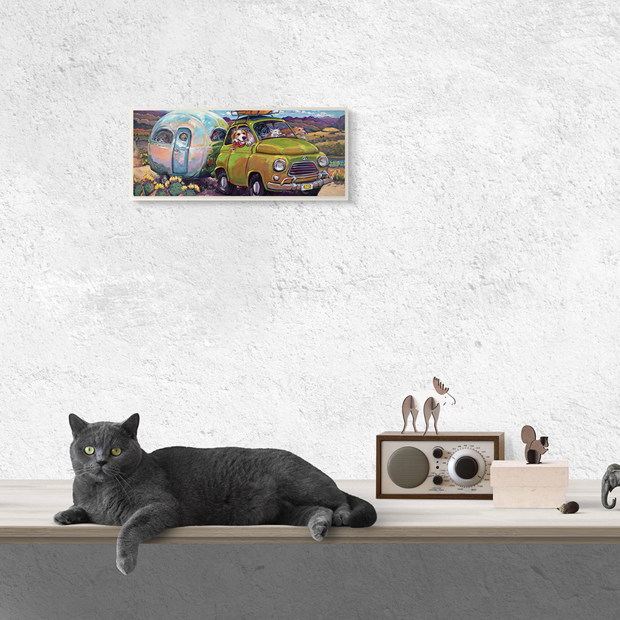 Stupell Industries Dogs Driving Camper Western Desert Adventure, 7" x 17"