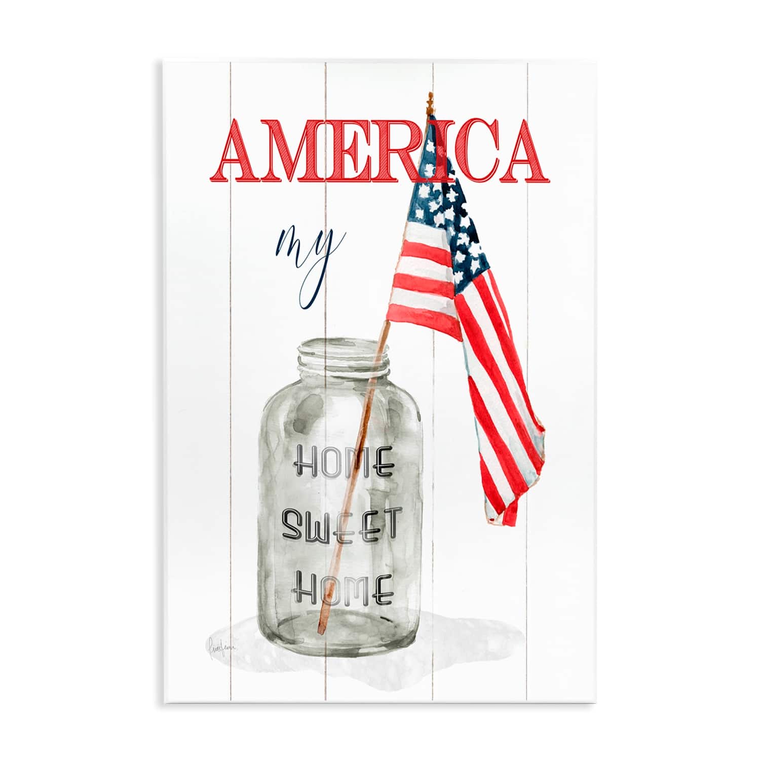 Stupell Industries America My Home Sweet Home Patriotic Country Flag Wall Plaque Art