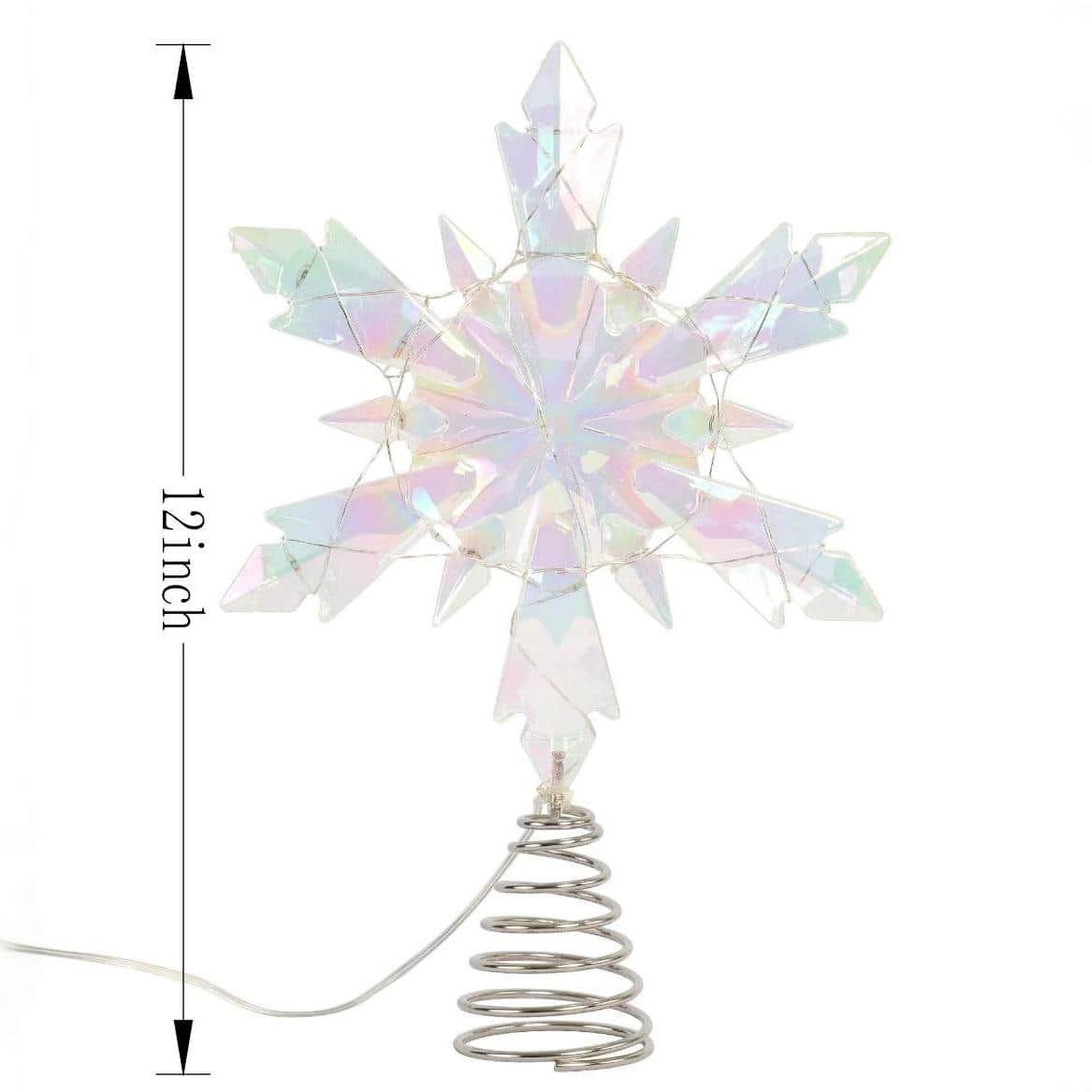 12&#x22; Iridescent Acrylic Snowflake Lighted Tree Topper by Ashland&#xAE;