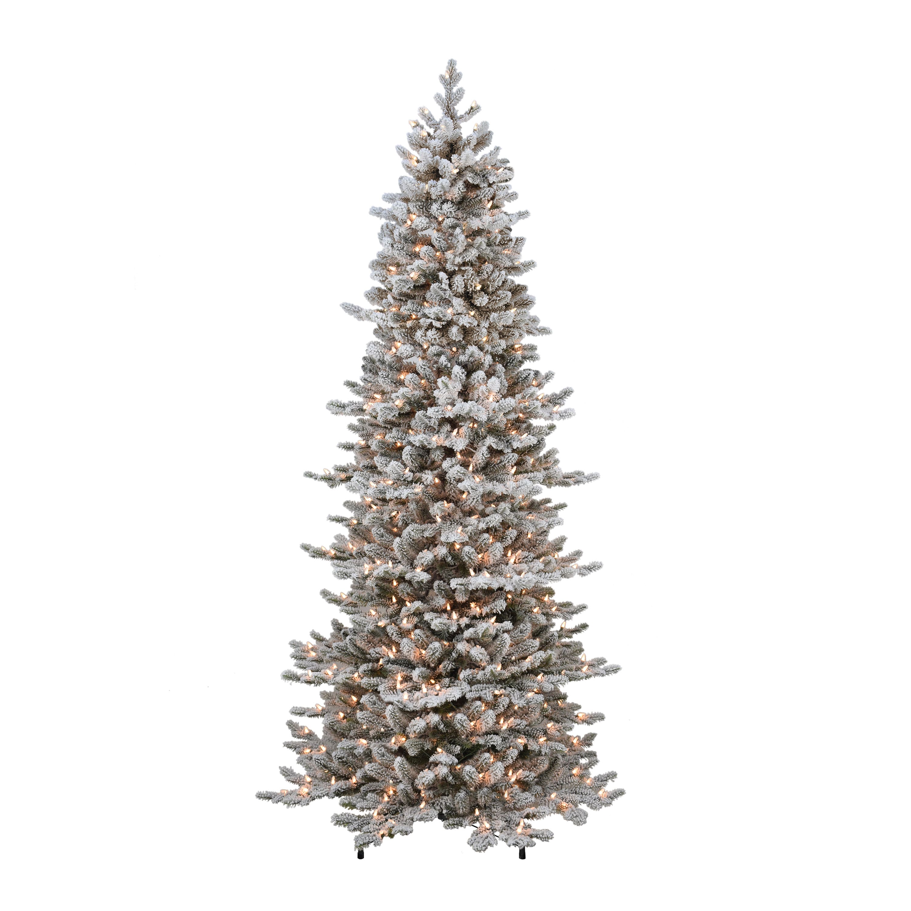 7.5ft. Pre-Lit Slim Flocked Royal Majestic Douglas Spruce Artificial Christmas Tree, Clear Lights