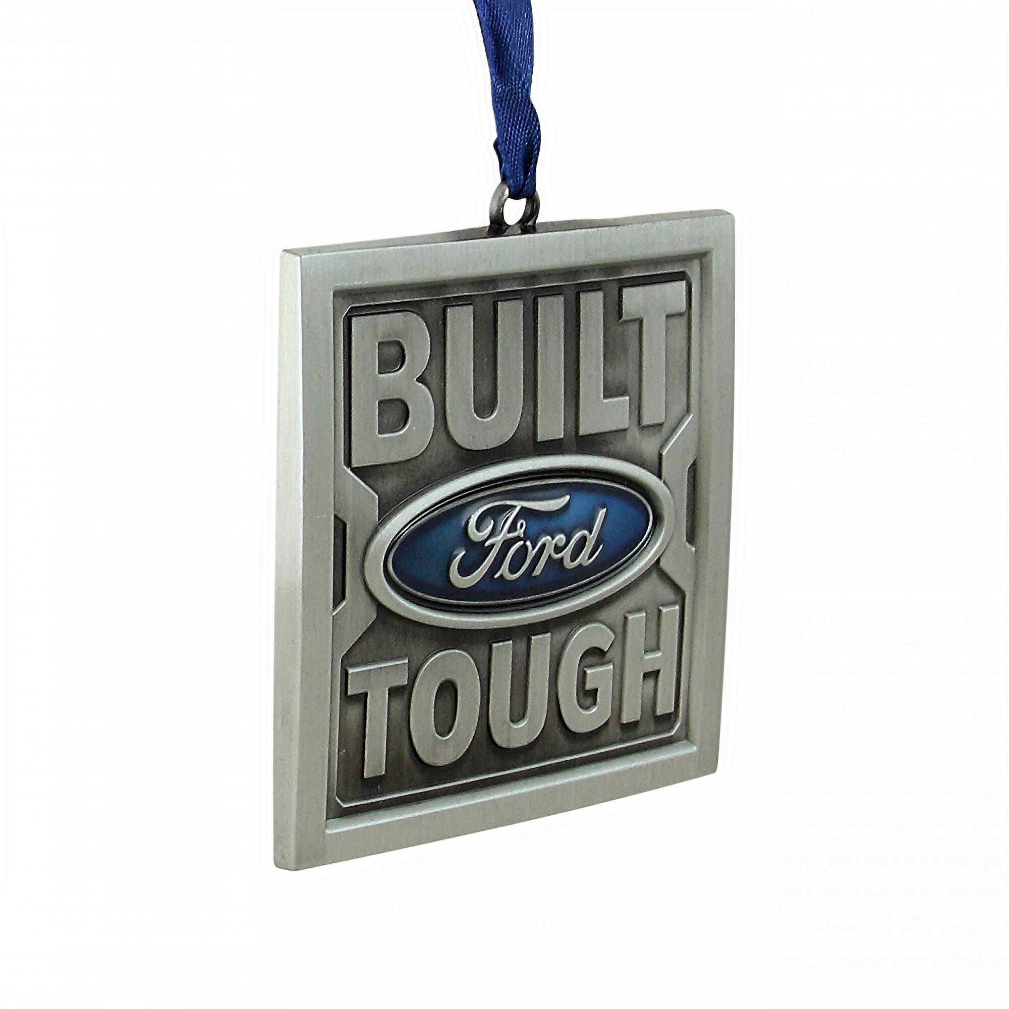 3" Brushed Nickel Plated Built Ford Tough Christmas Ornament