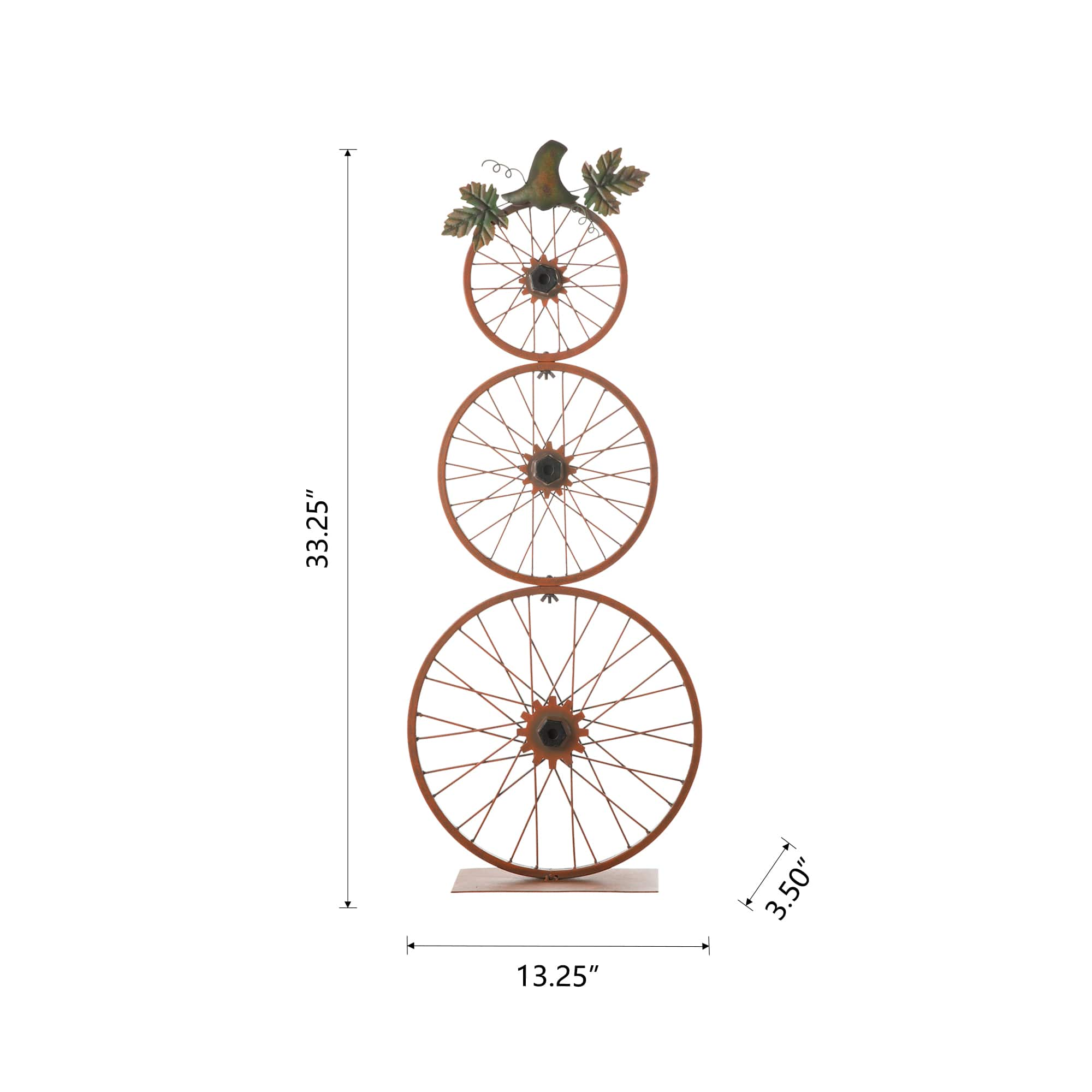 Glitzhome&#xAE; 33.25&#x22; Fall Metal Bicycle Wheel Pumpkin Porch D&#xE9;cor