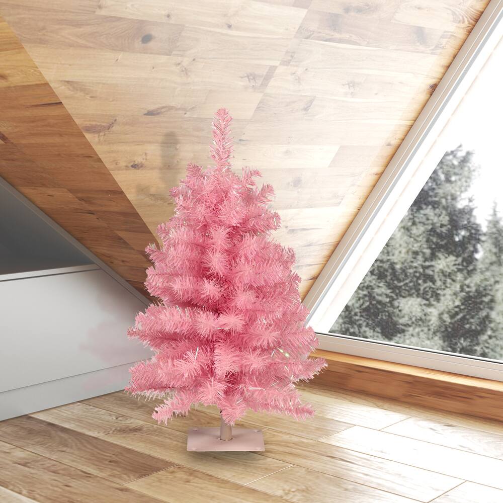 2ft. Unlit Pink Pine Artificial Christmas Tree
