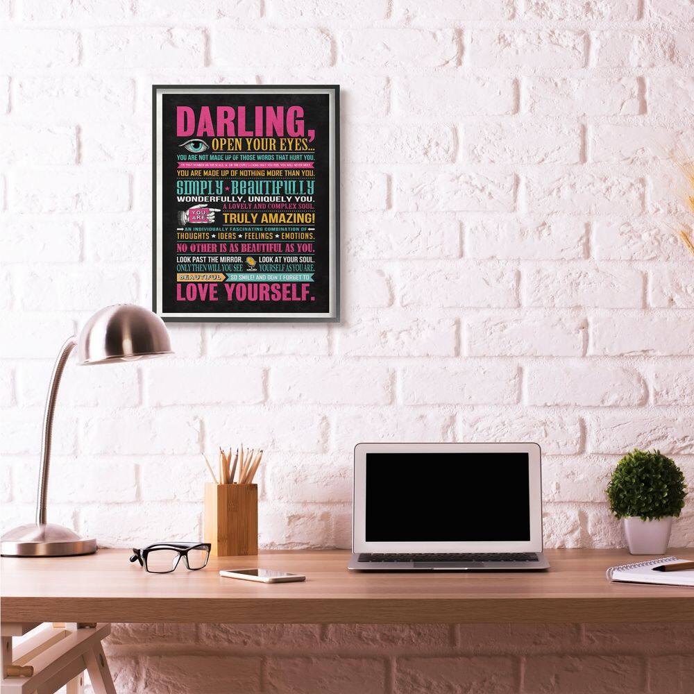 Stupell Industries Neon Darling Love Yourself Black Framed Wall Art