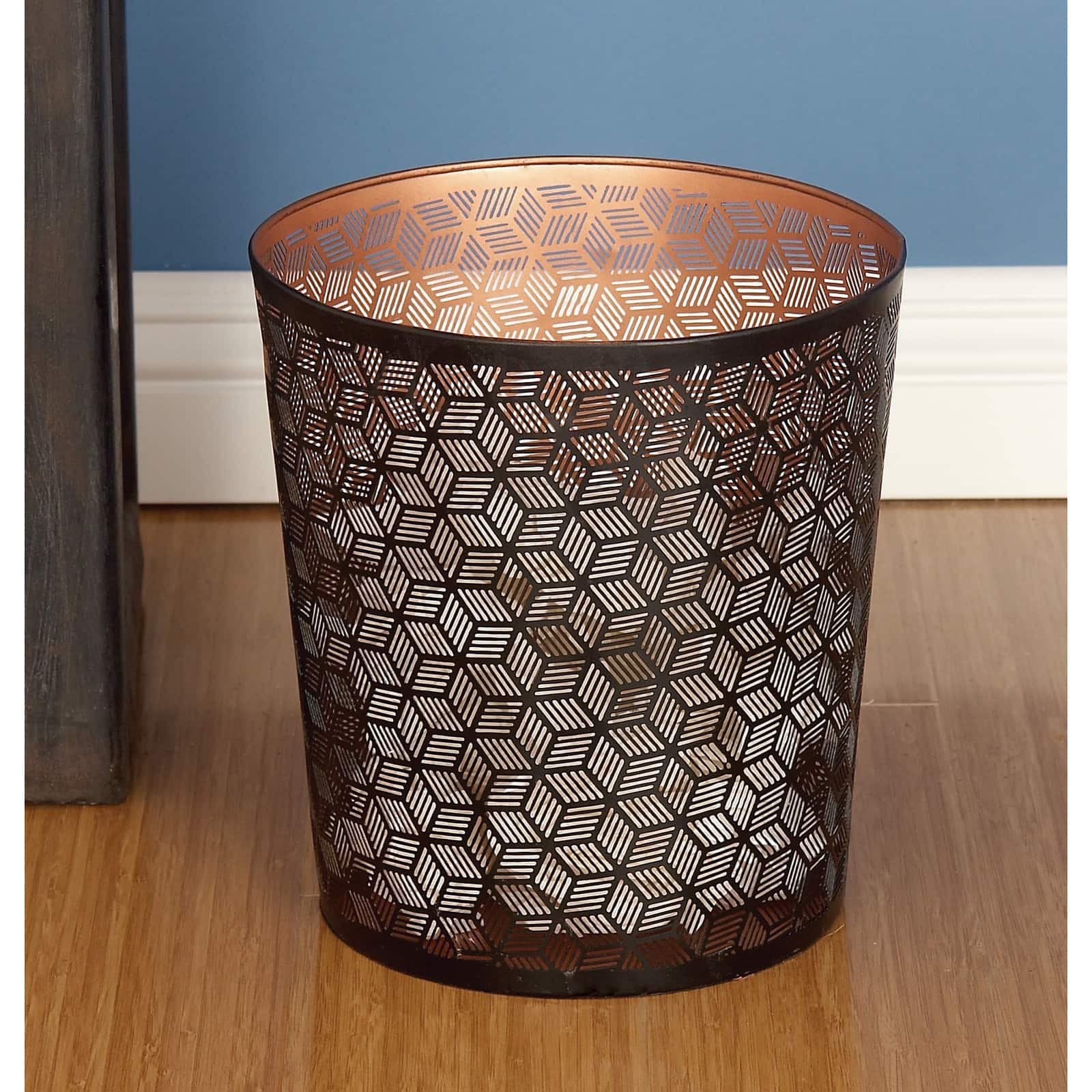 10&#x22; Black Metal Contemporary Small Waste Bin