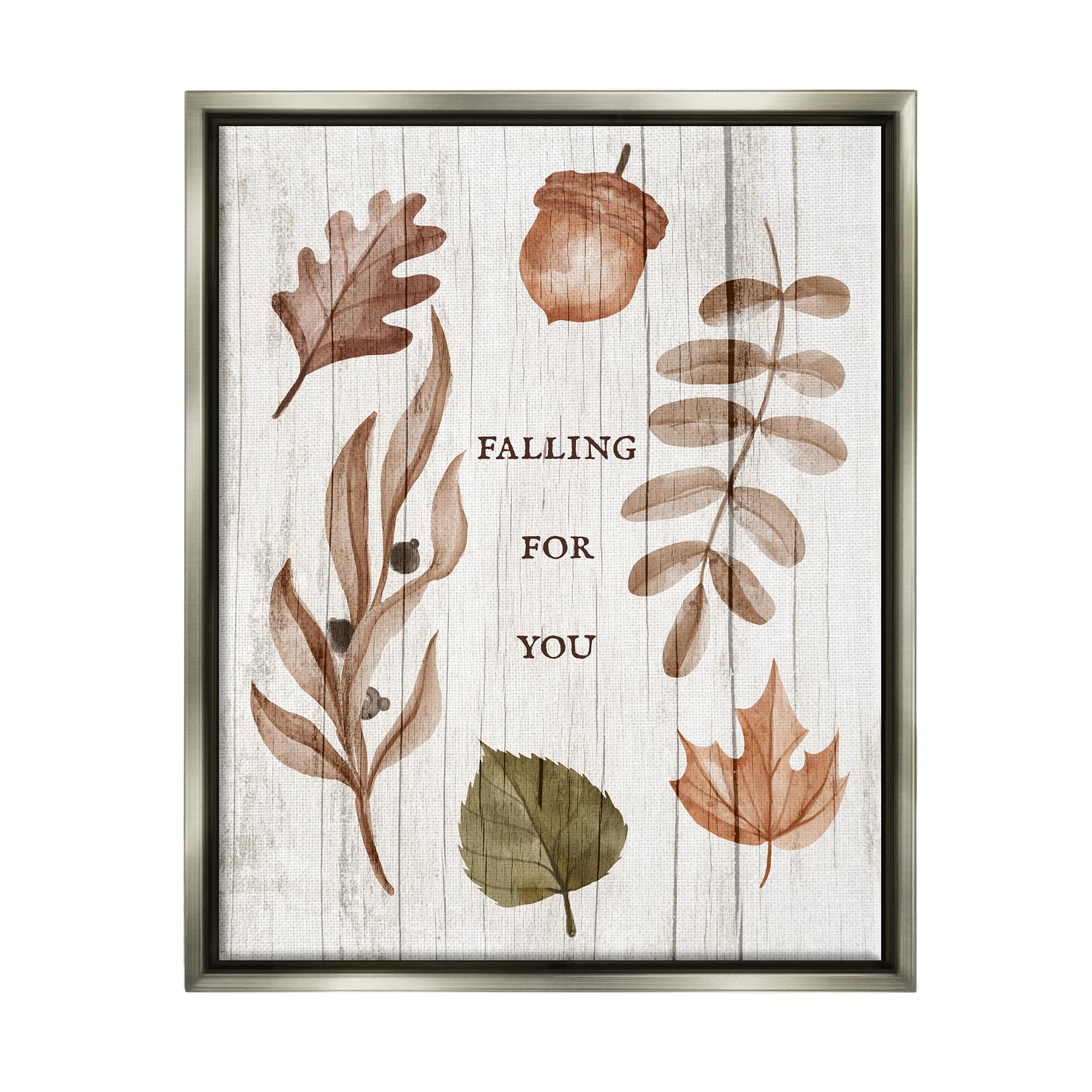 Stupell Industries Falling For You Fall Botanicals Framed Floater Canvas Wall Art