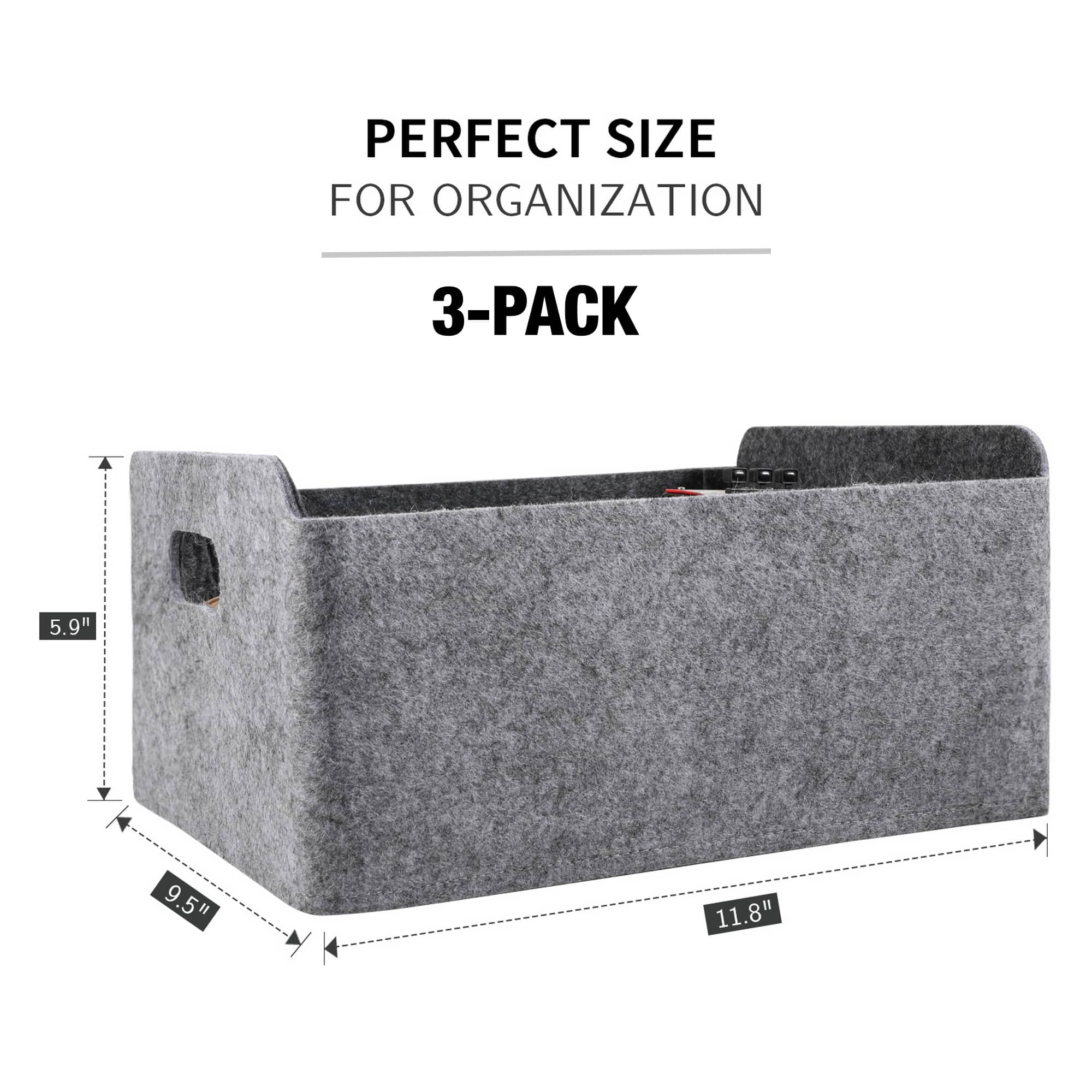 Welaxy Felt 3 Piece Collapsible Storage Bins